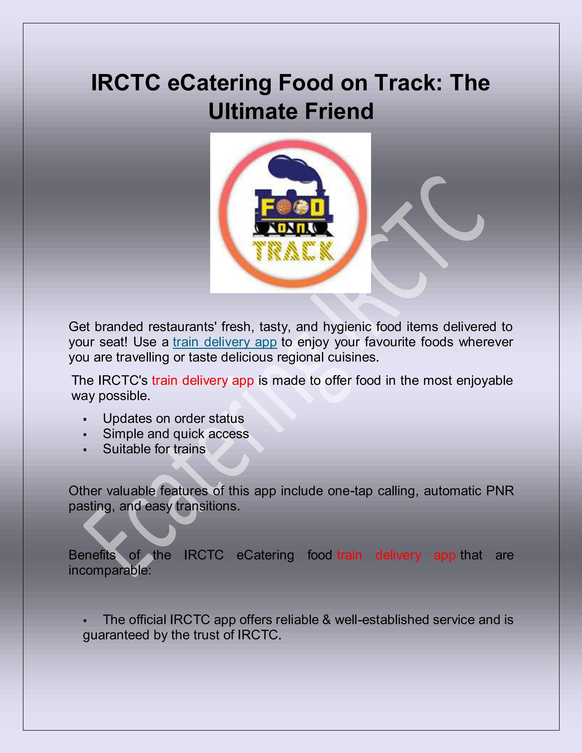 IRCTC eCatering Food on Track The Ultimate Friend by irctc.foodontrack Issuu