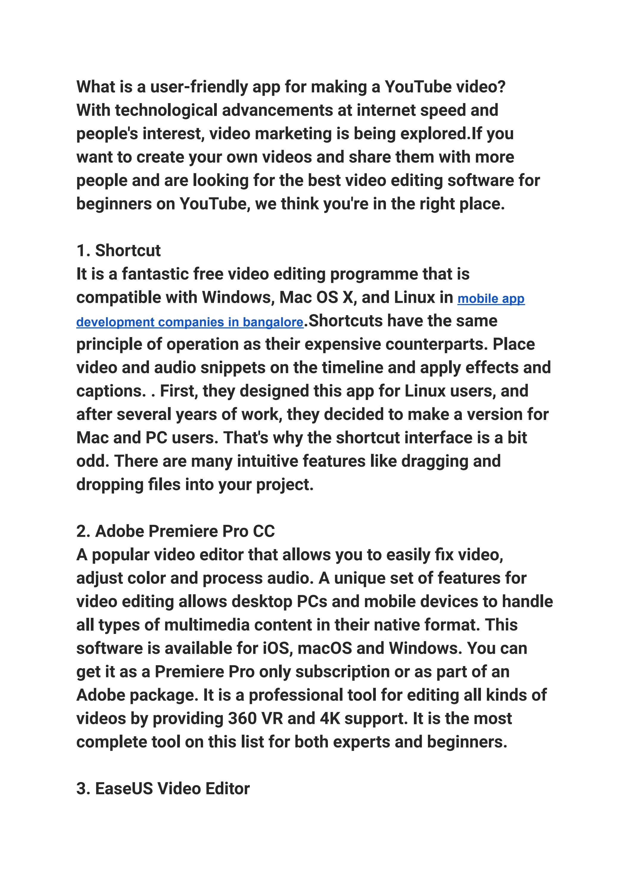 What Is A User friendly App For Making YouTube Video By Swetha Nomula