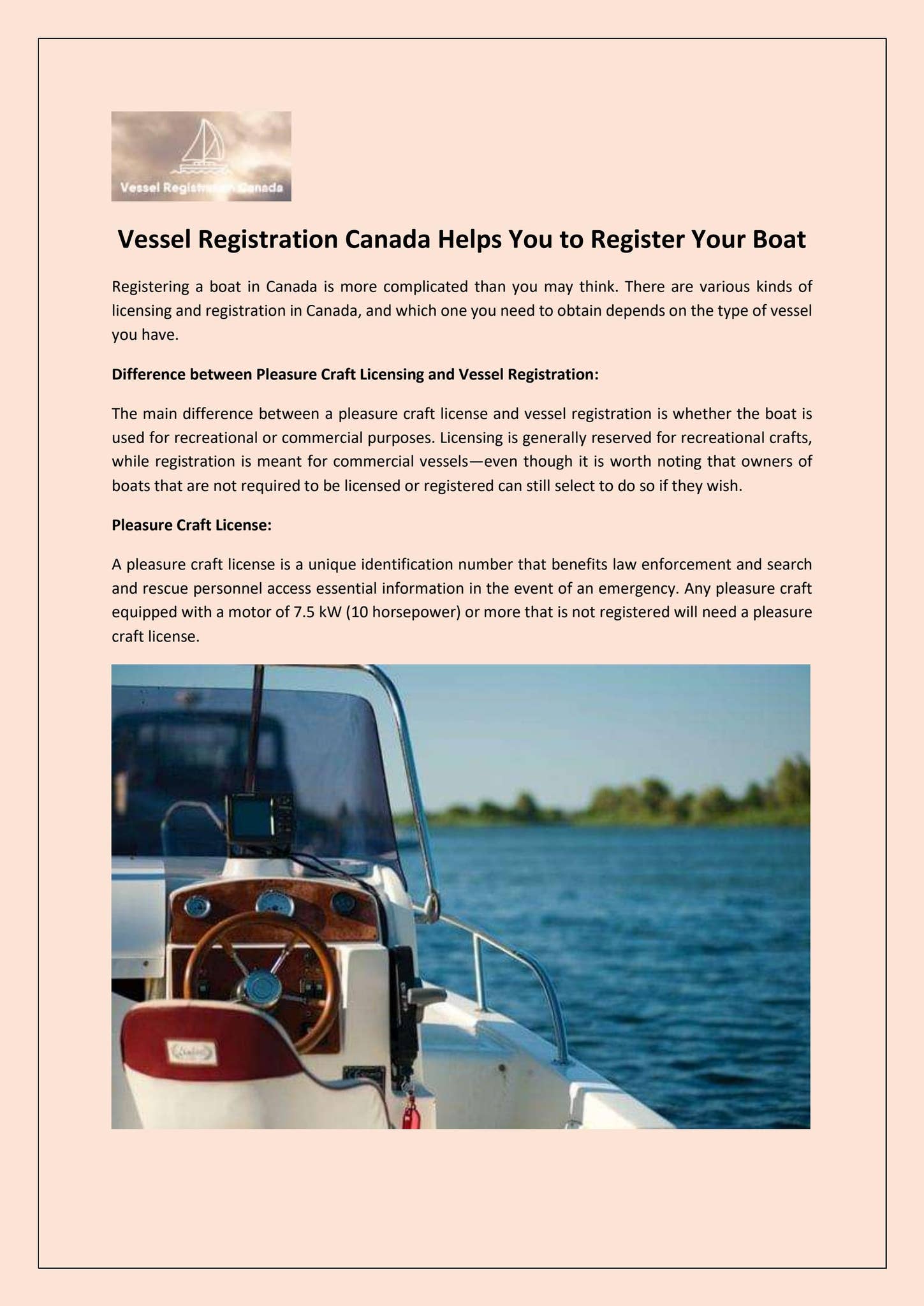 Vessel Registration Canada Helps You to Register Your Boat by Vessel ...