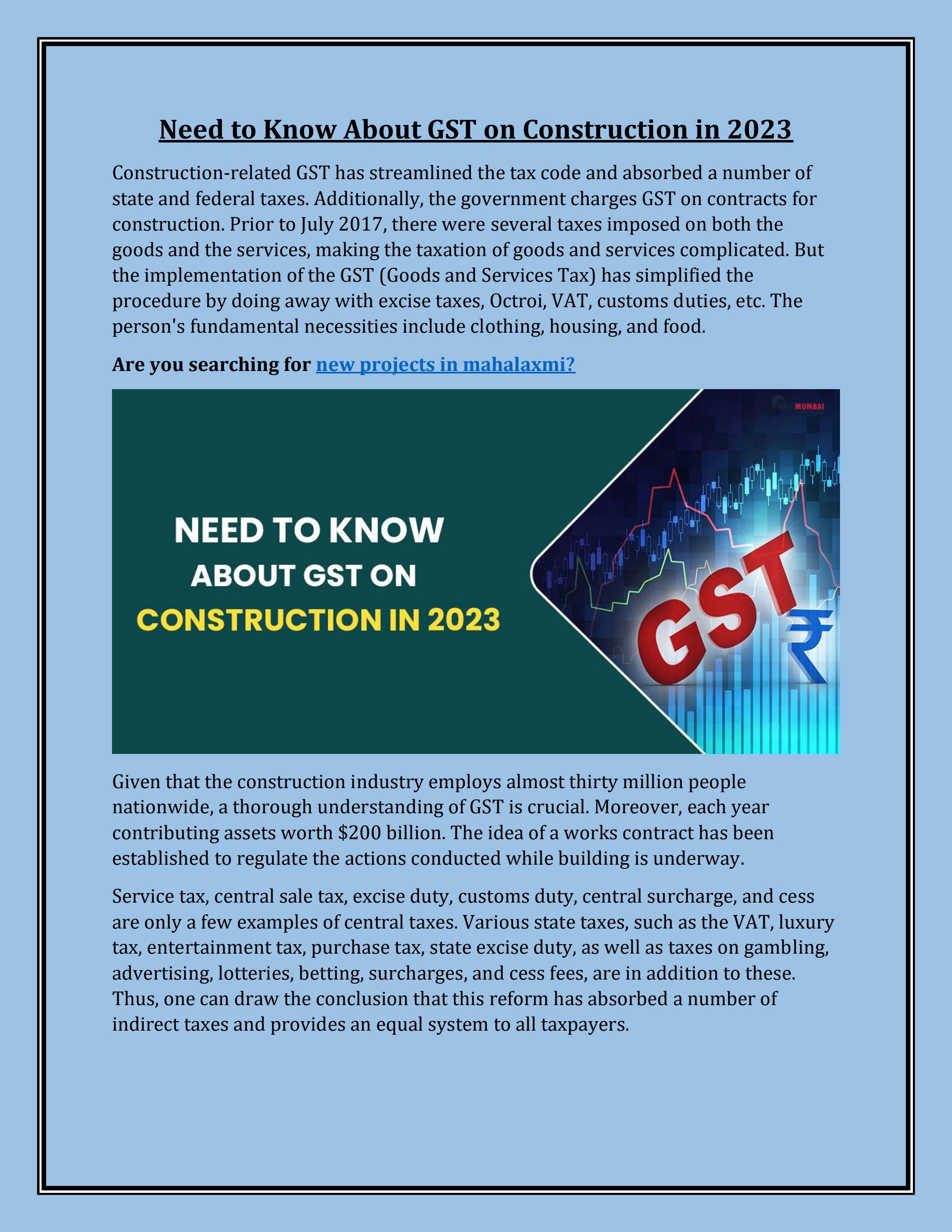 Need To Know About GST On Construction In 2023 by yamuna