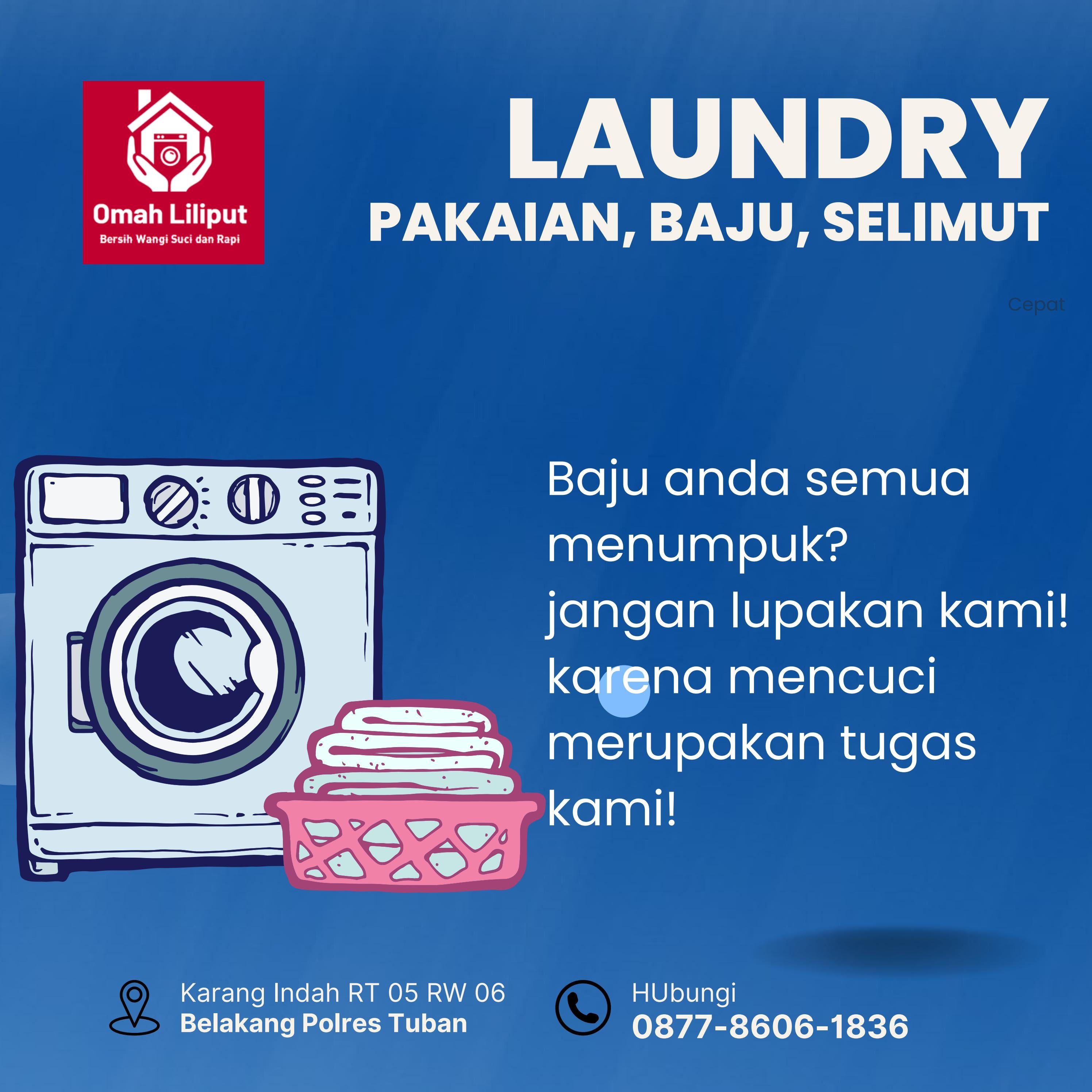 Terbaik, WA 087786061836 Laundry Cuci Pakaian free delivery Kota Tuban