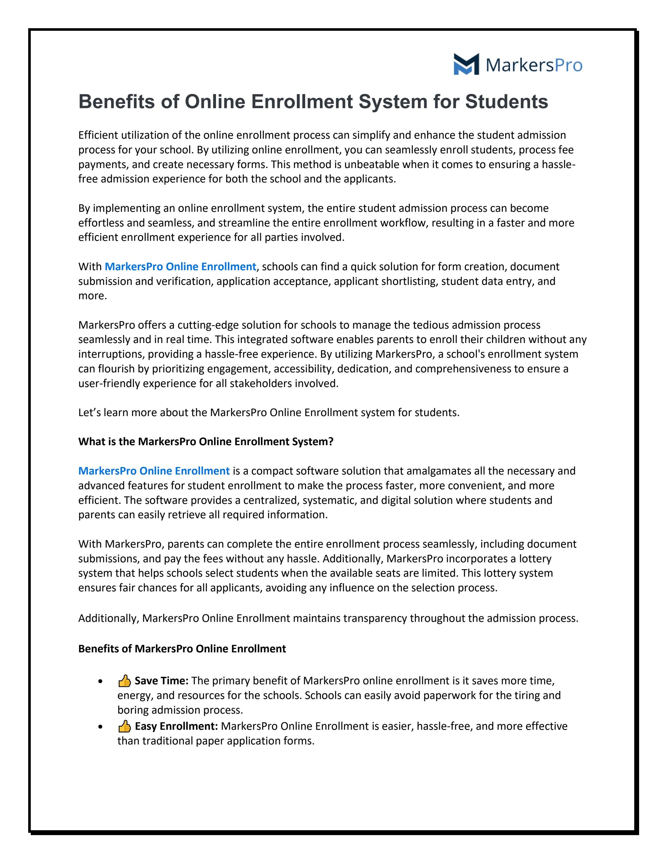 Benefits of Online Enrollment System for Students by MarkersPro SIS - Issuu 