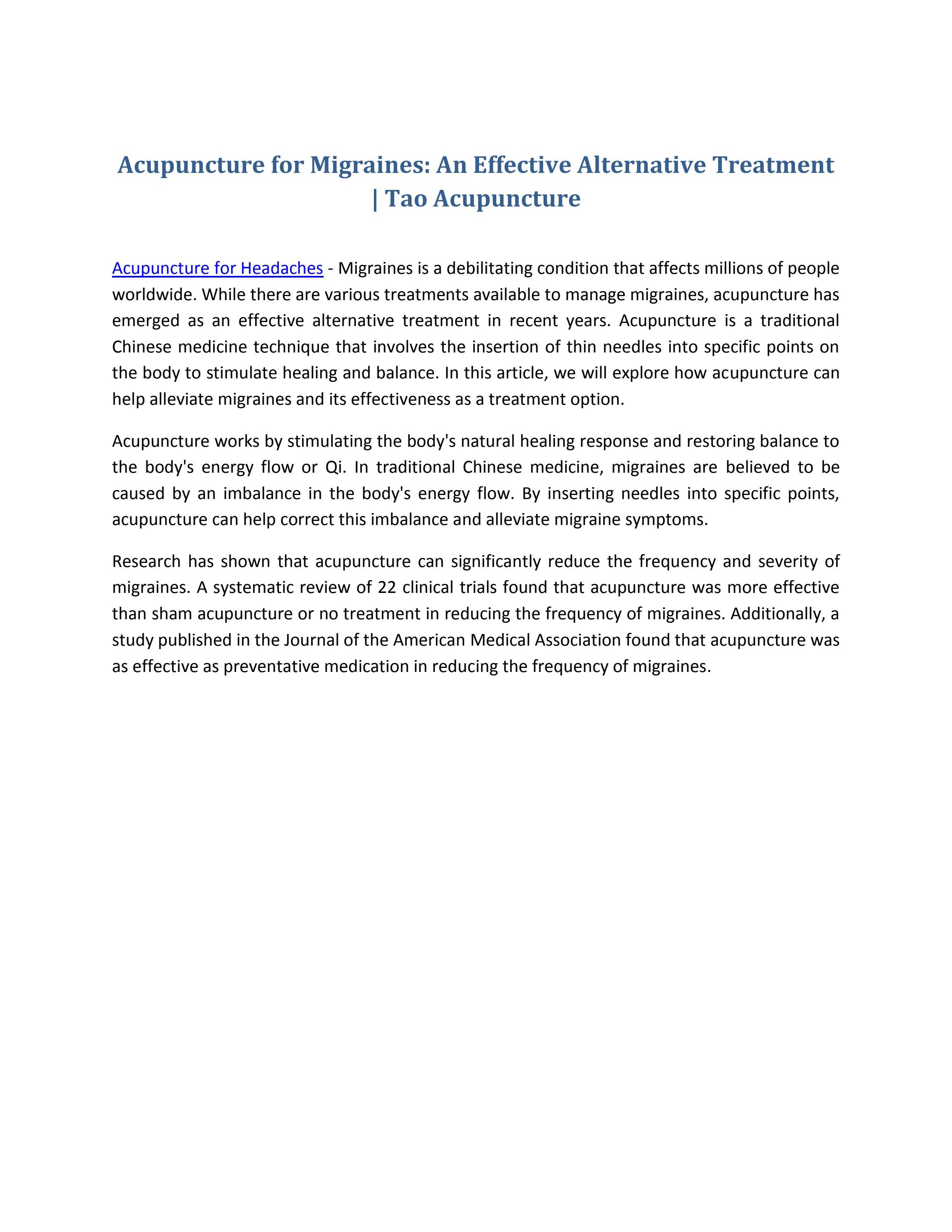 Acupuncture for Migraines by Tao Acupuncture Clinic Perth Issuu
