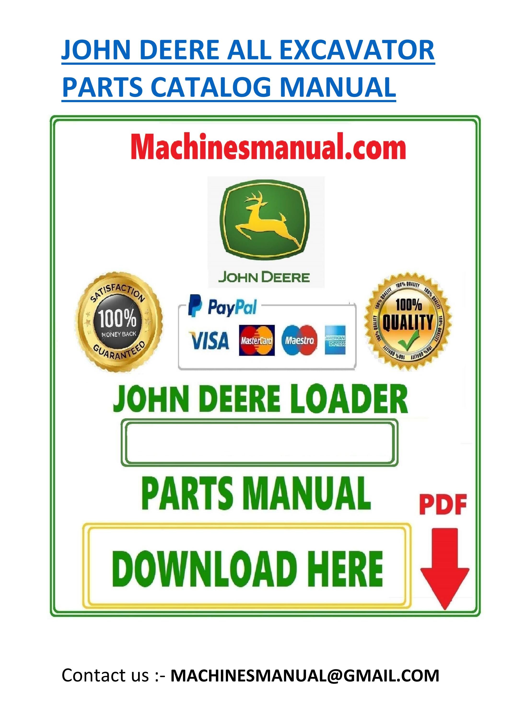 JOHN DEERE EXCAVATOR PARTS CATALOG MANUAL DOWNLOAD PDF by machines