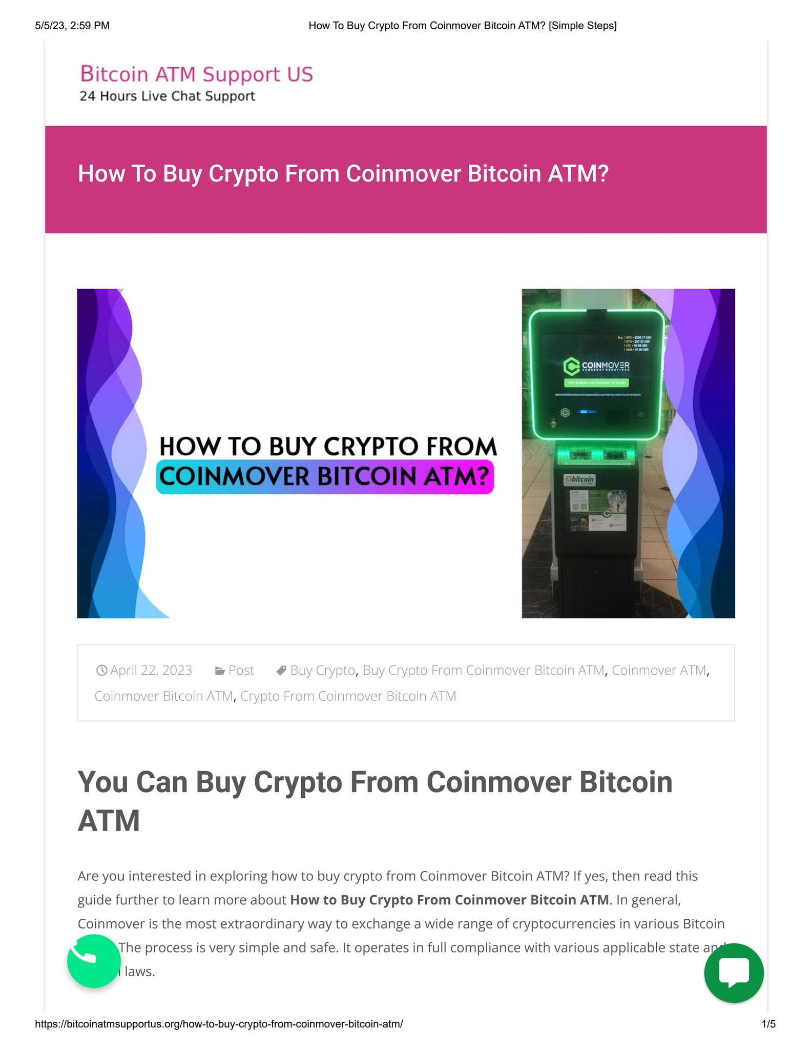 How To Buy Crypto From Coinmover Bitcoin ATM? by Bitcoin ATM Support Number  | Bitcoin ATM Near me - Issuu