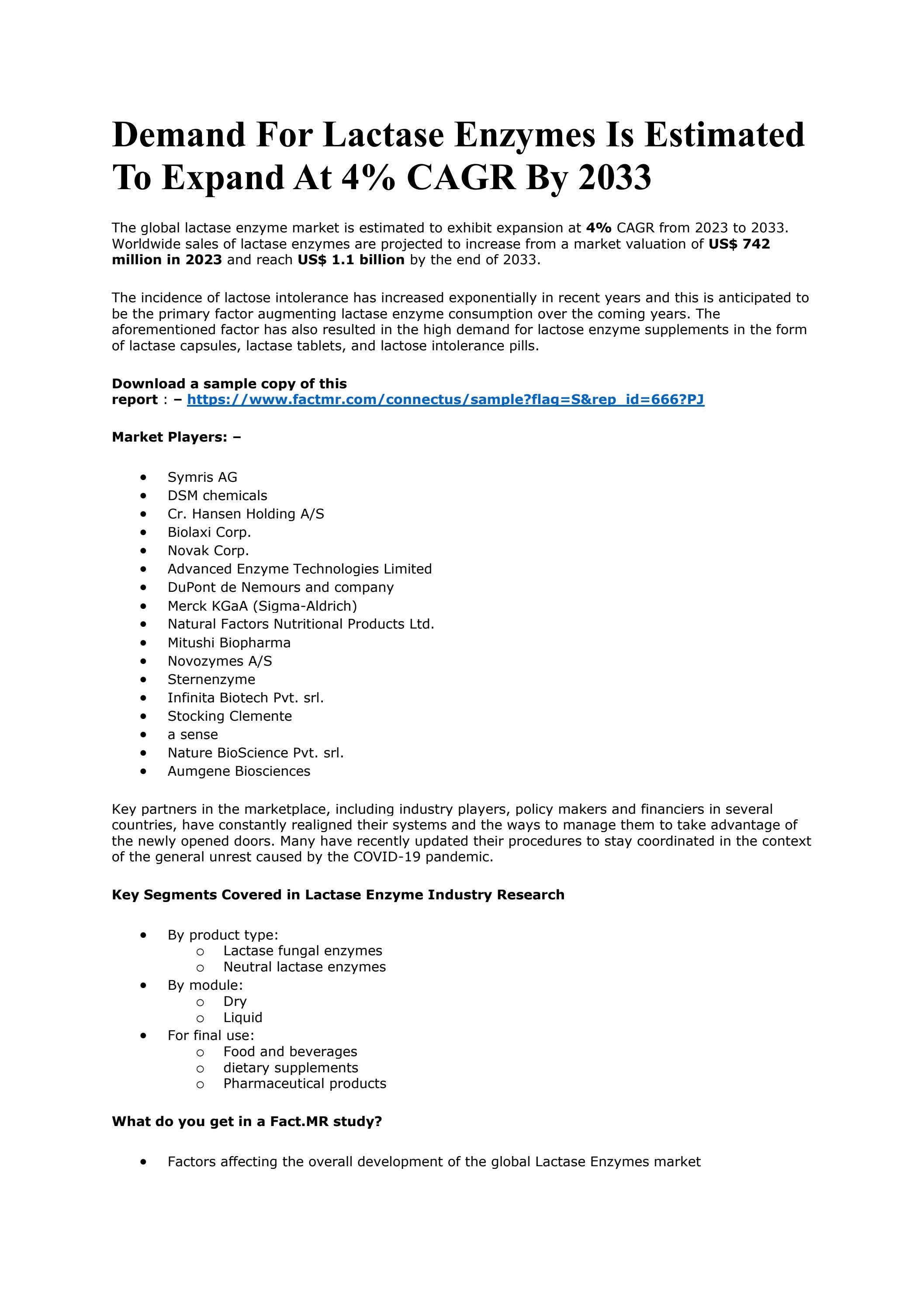 Lactase Enzyme Market by leejean045 Issuu