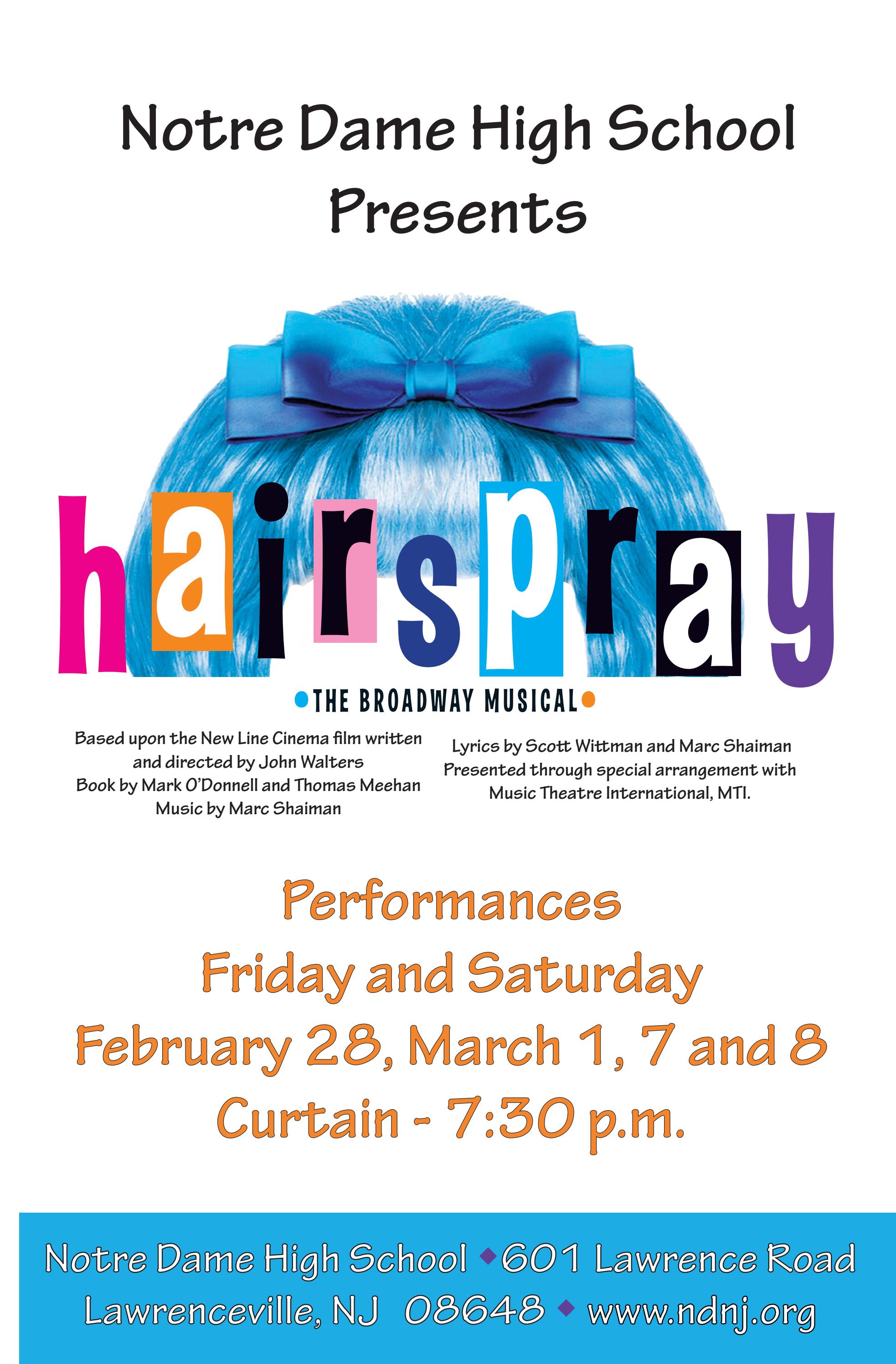 2014 Hairspray Playbill by Notre Dame High School, Lawrenceville, New