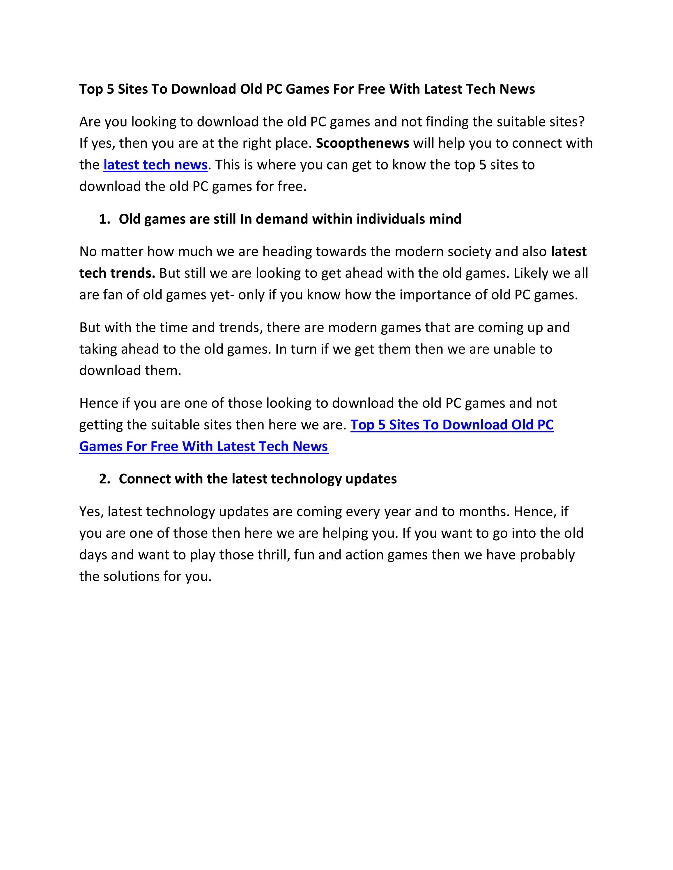 Top 5 Sites To Download Old PC Games For Free by scoopthenews Issuu