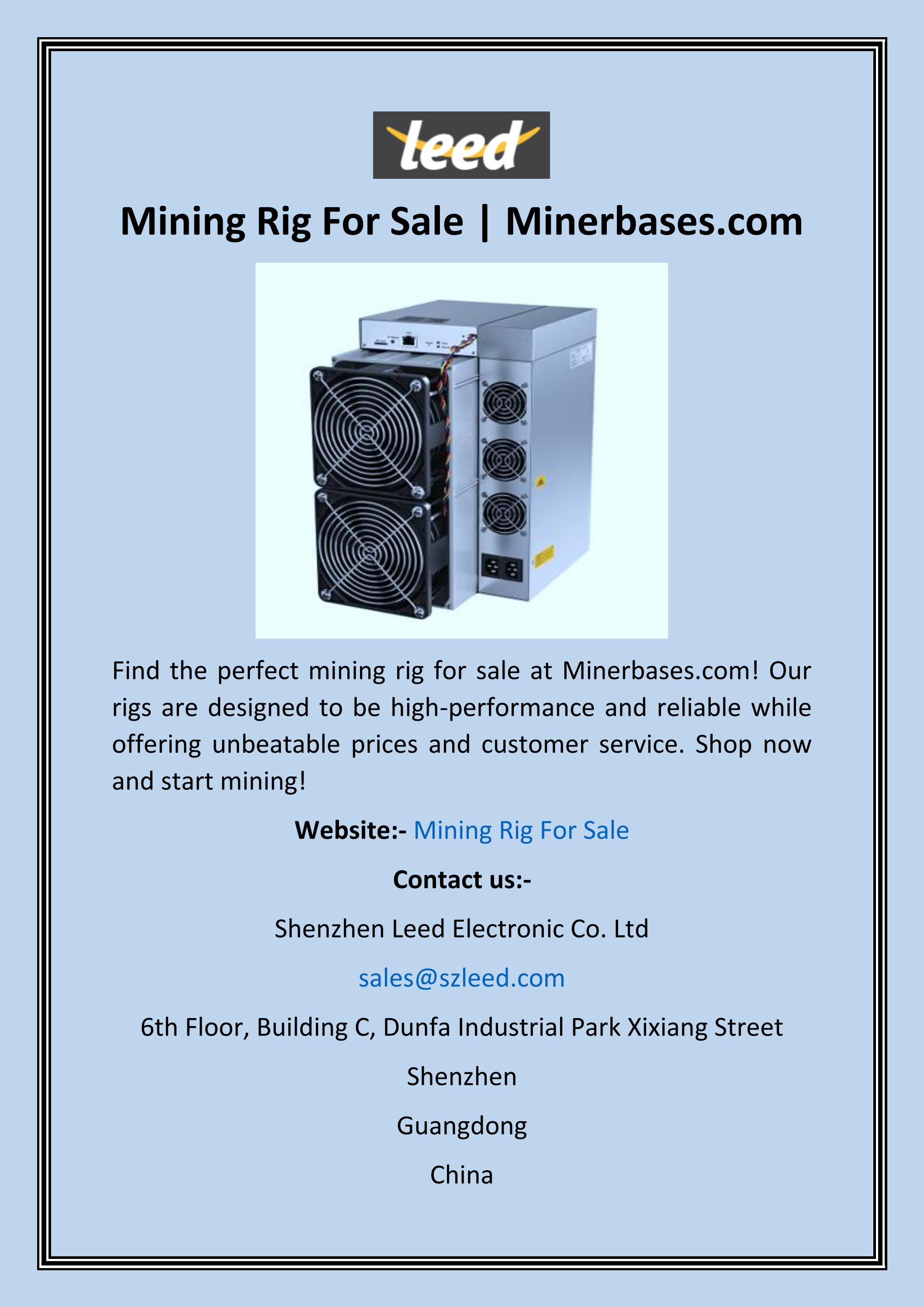 Mining Rig For Sale Minerbases By Shenzhen Leed Electronic Co