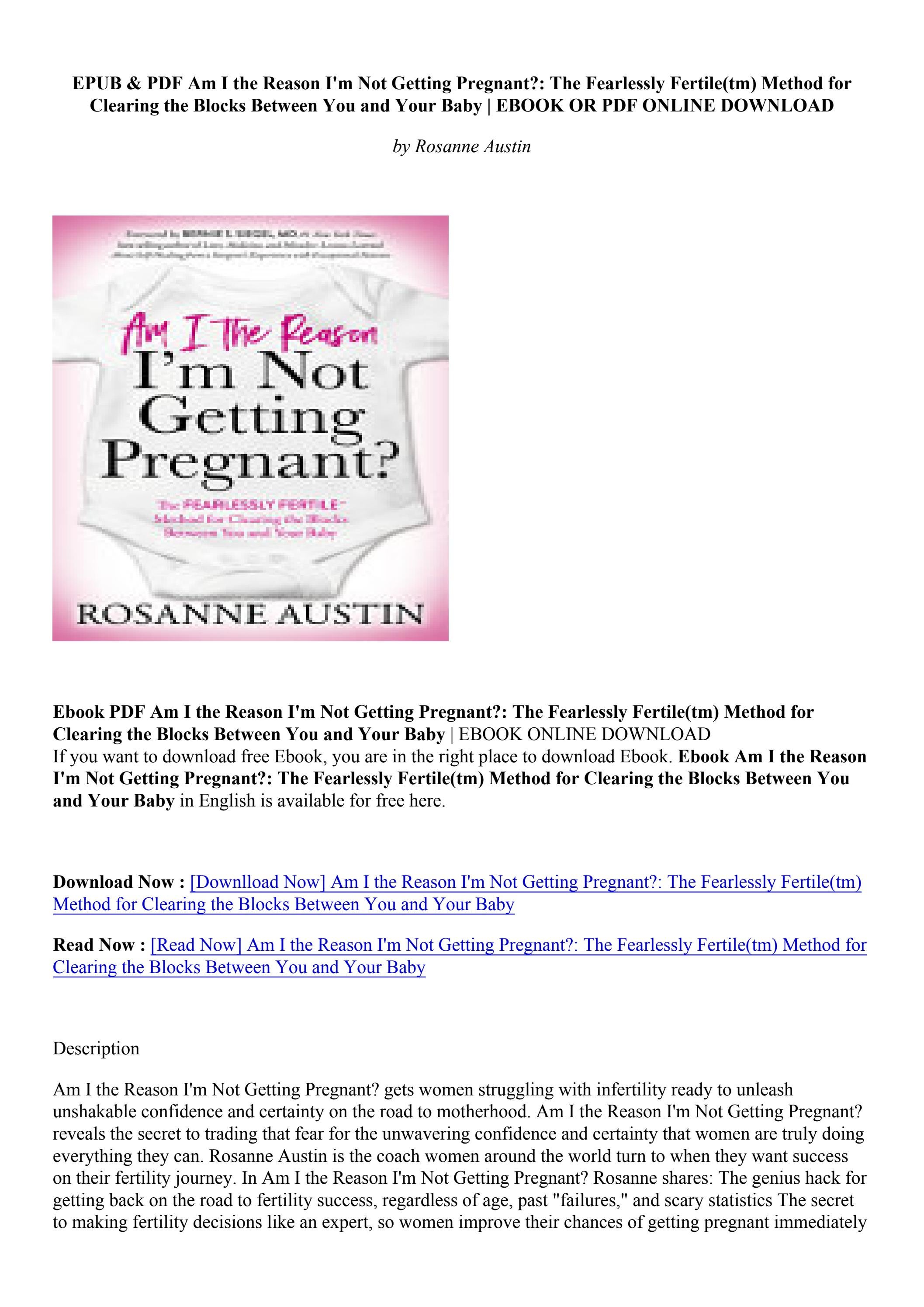 [PDF Download] Am I the Reason I'm Not Getting Pregnant? The