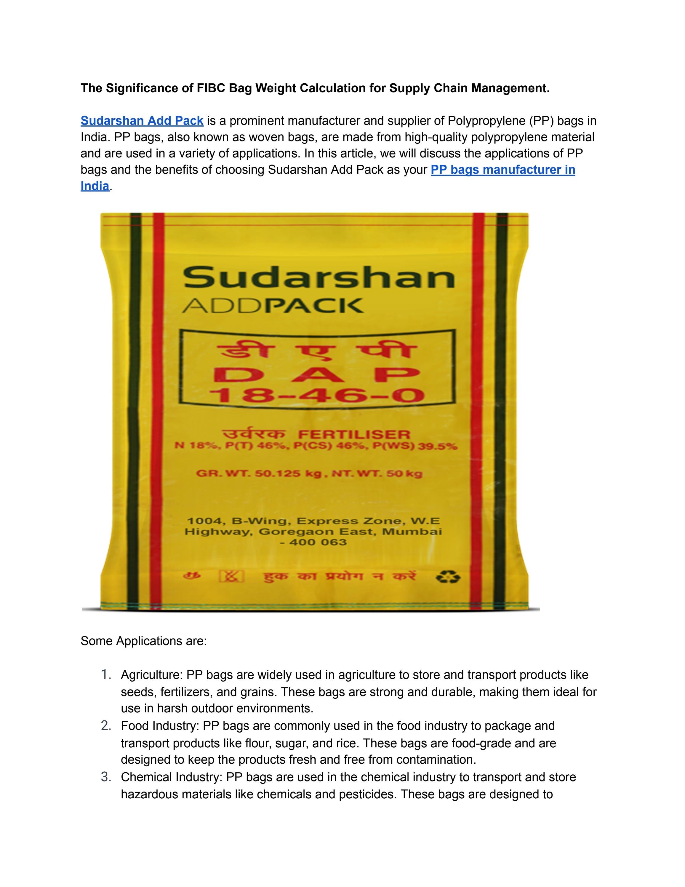 Aggregate more than 136 pp bag weight calculation latest esthdonghoadian