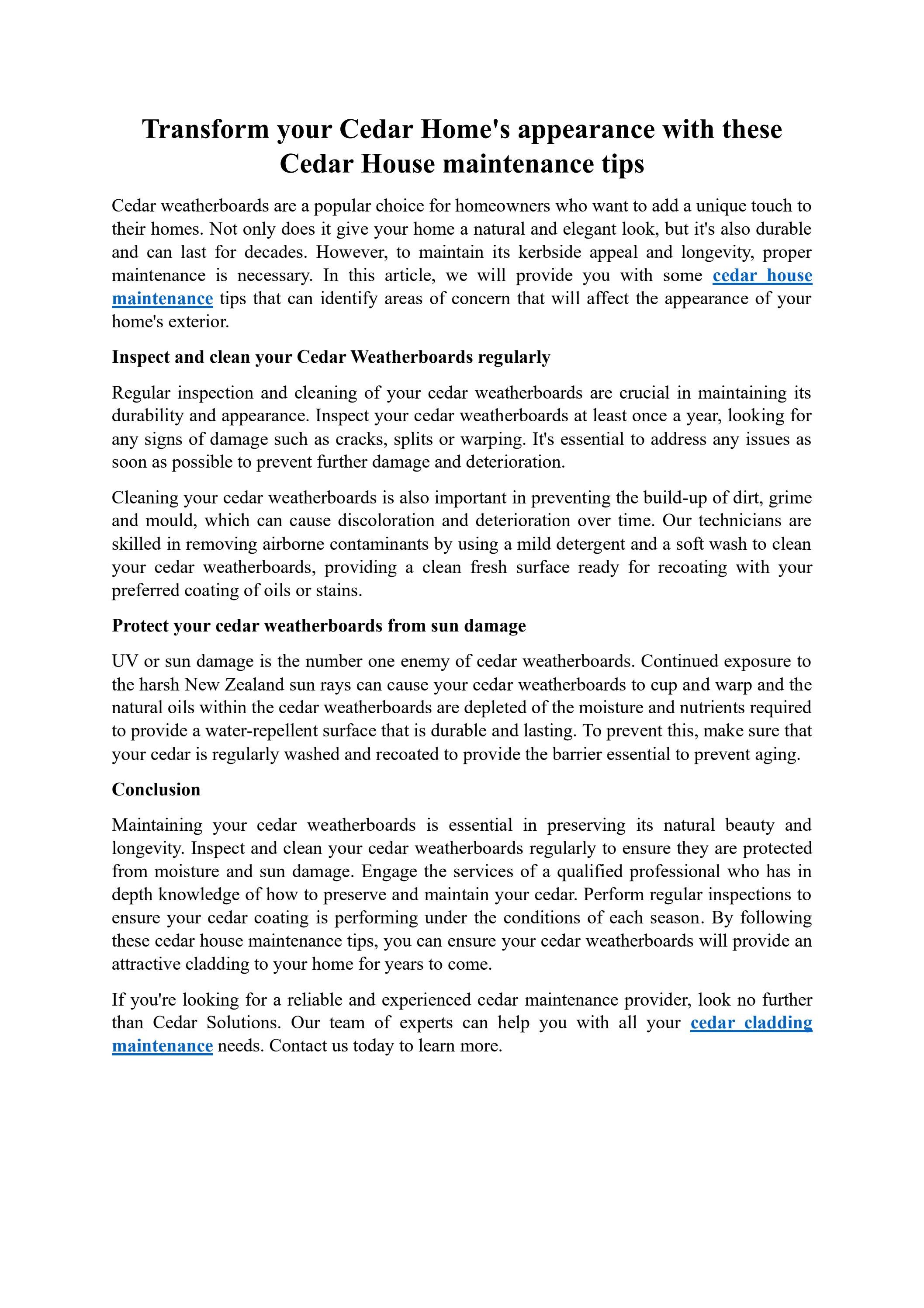 Transform your Cedar Home's appearance with these Cedar House