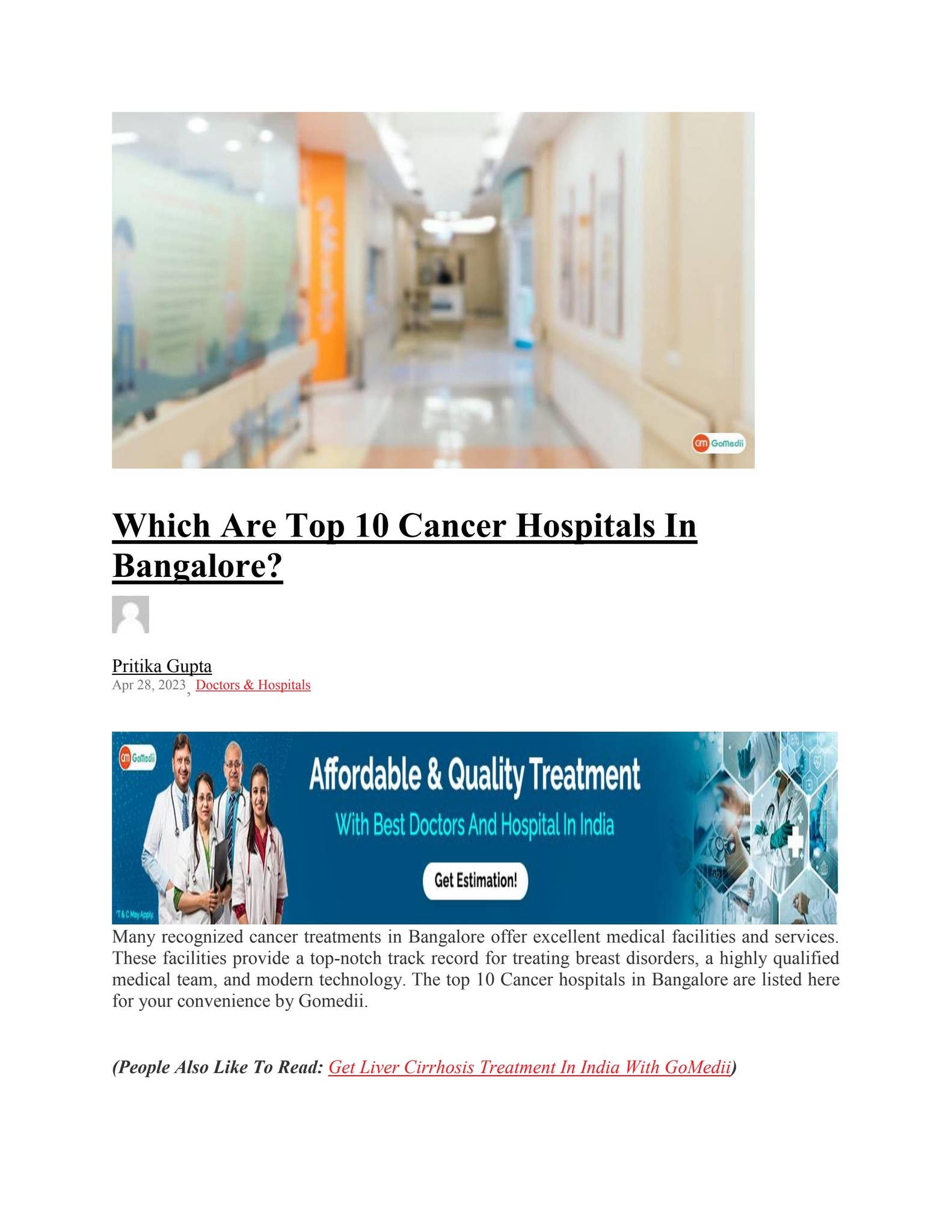 Which Are Top 10 Cancer Hospitals In Bangalore by Medical Travel ...