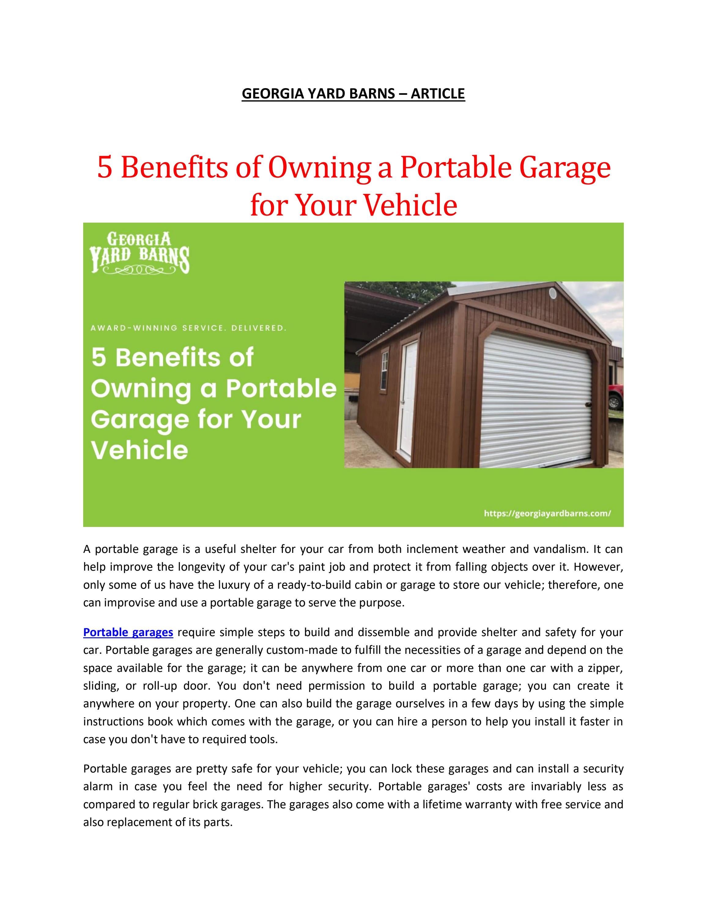 5 Benefits of Owning a Portable Garage for Your Vehicle by Yard Barns Issuu