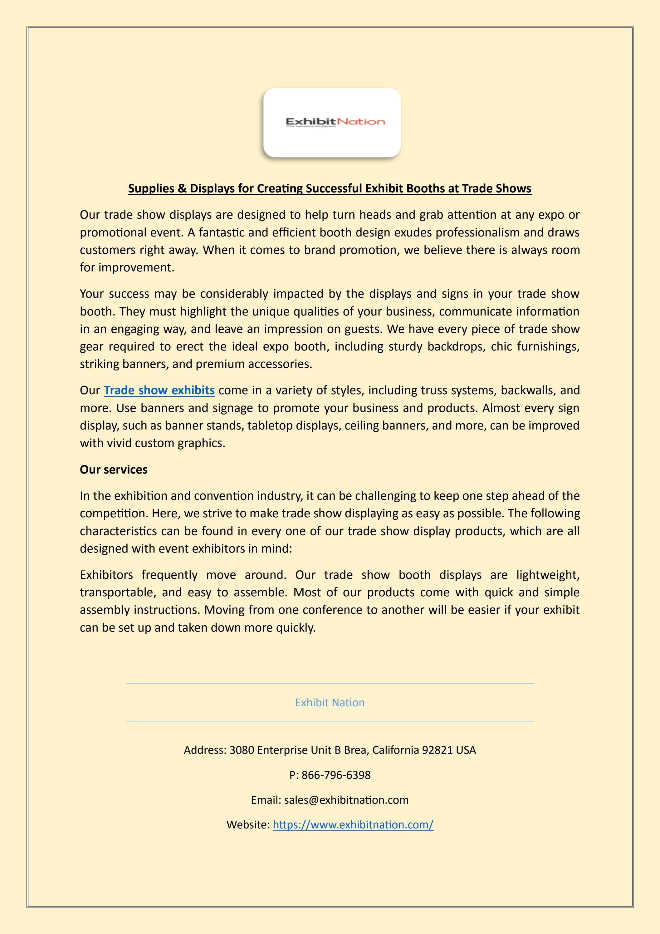 Supplies & Displays for Creating Successful Exhibit Booths at Trade