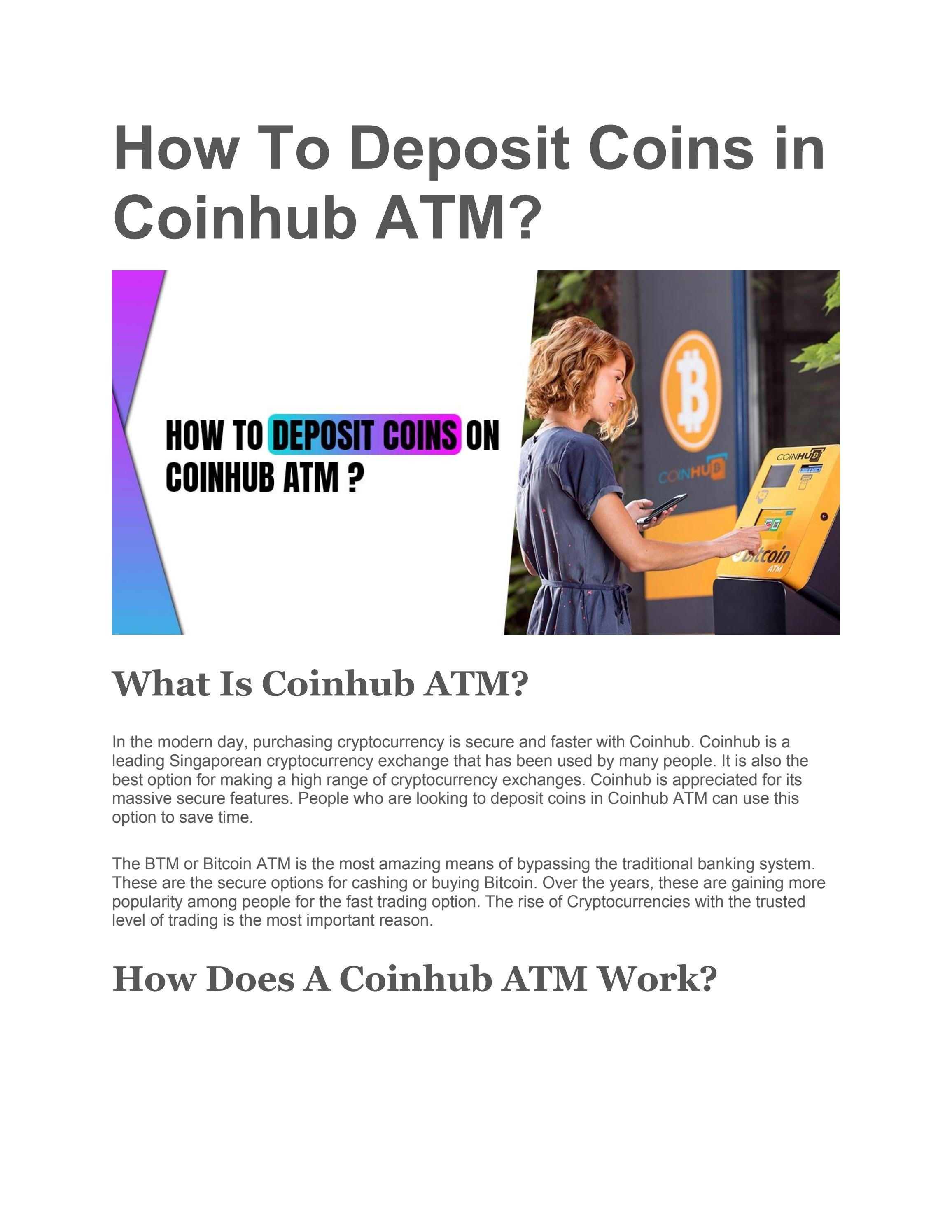 Steps How To Deposit Coins in Coinhub ATM? 1(800)5498416 by Angus