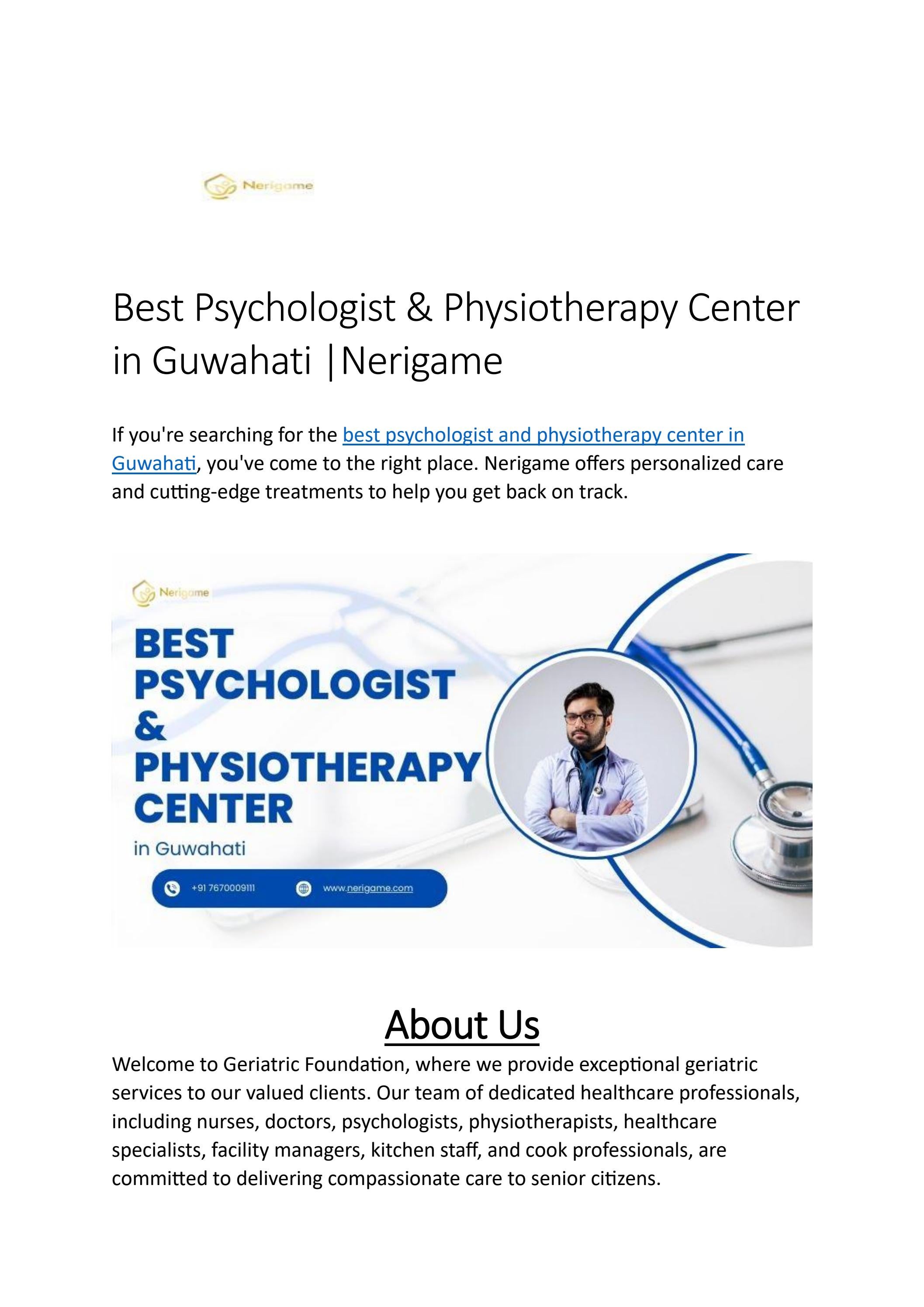 Best Psychologist & Physiotherapy Center in Guwahati Nerigame by
