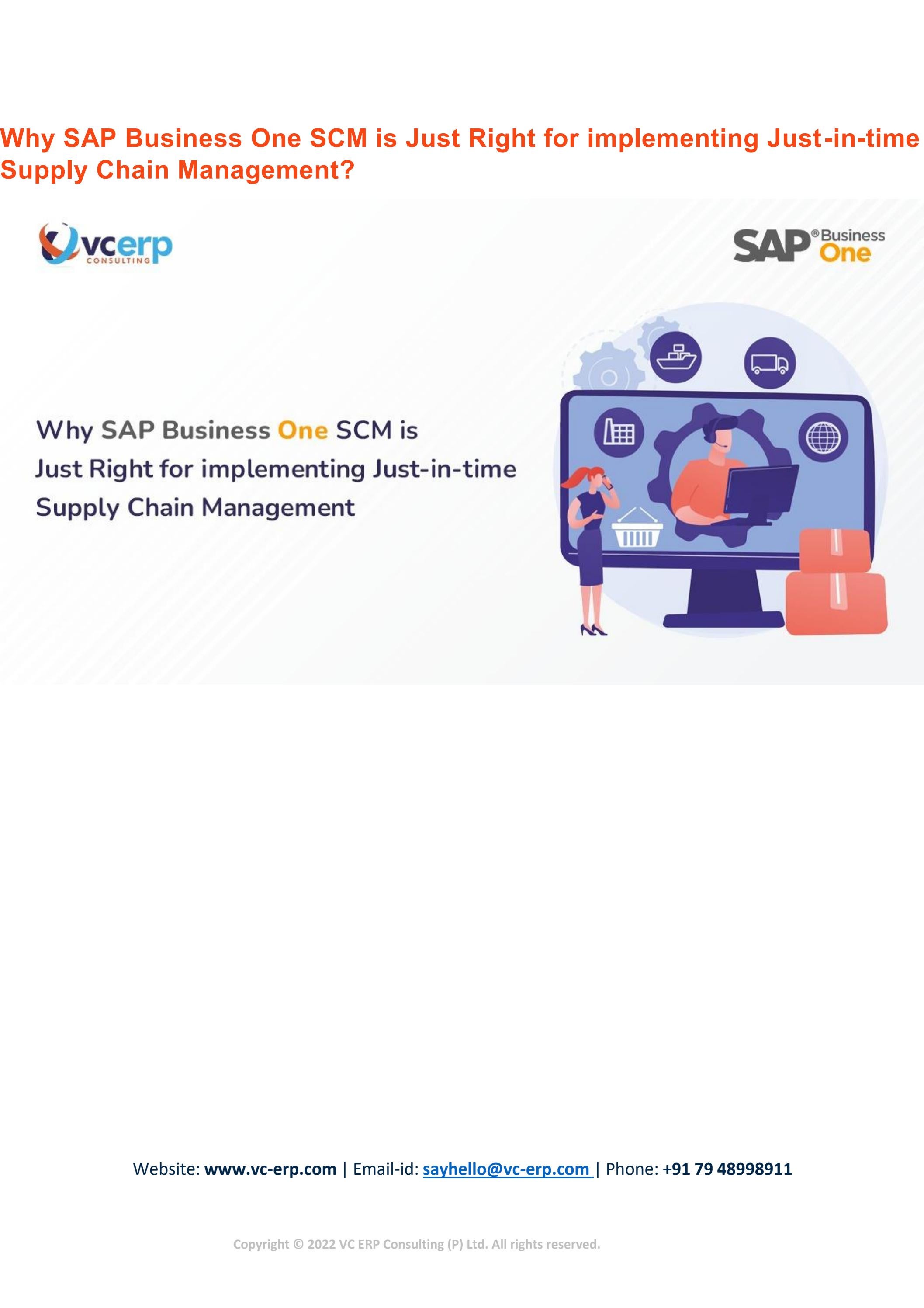 Why SAP Business One SCM is Just Right for implementing Justintime
