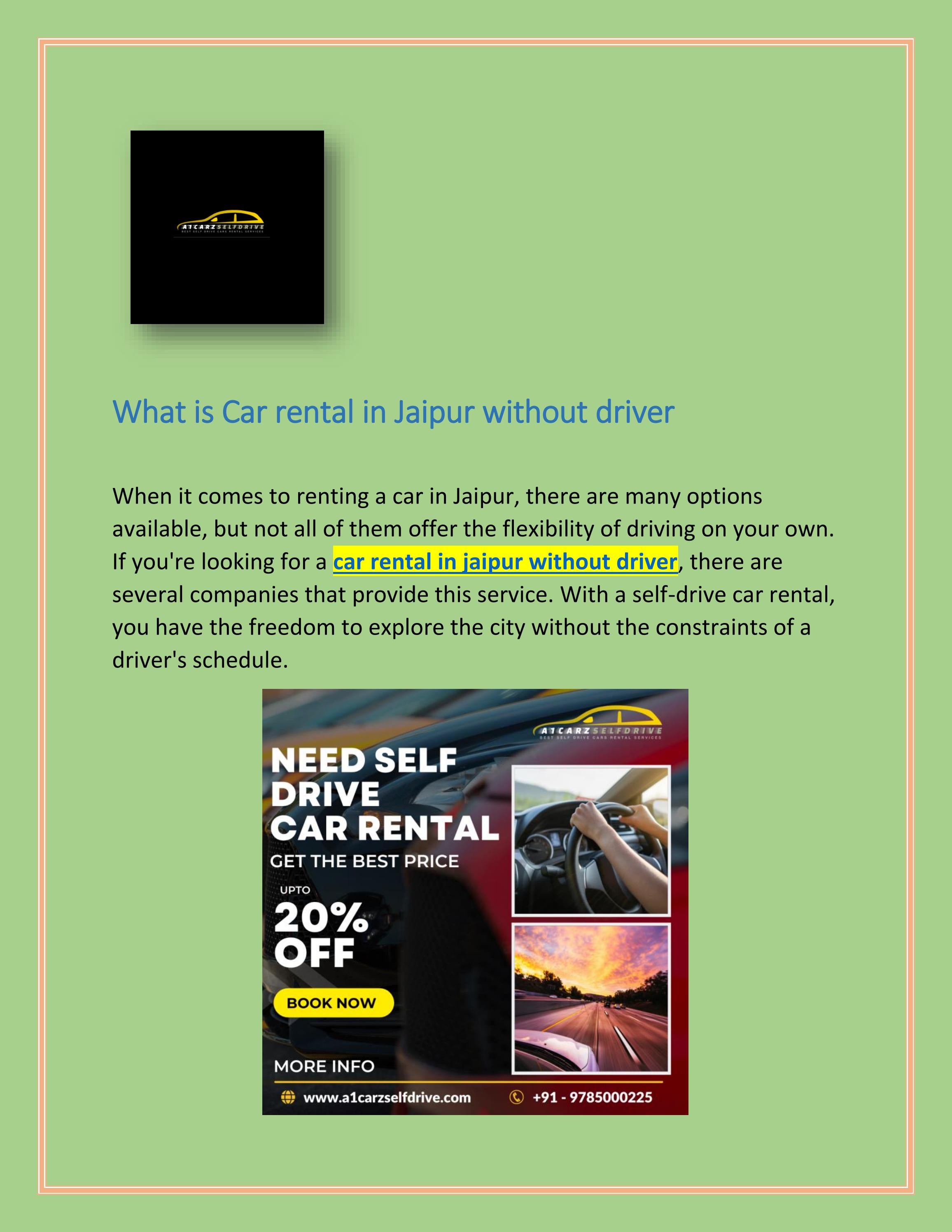self drive car rental Jaipur price by A1CARZ Issuu