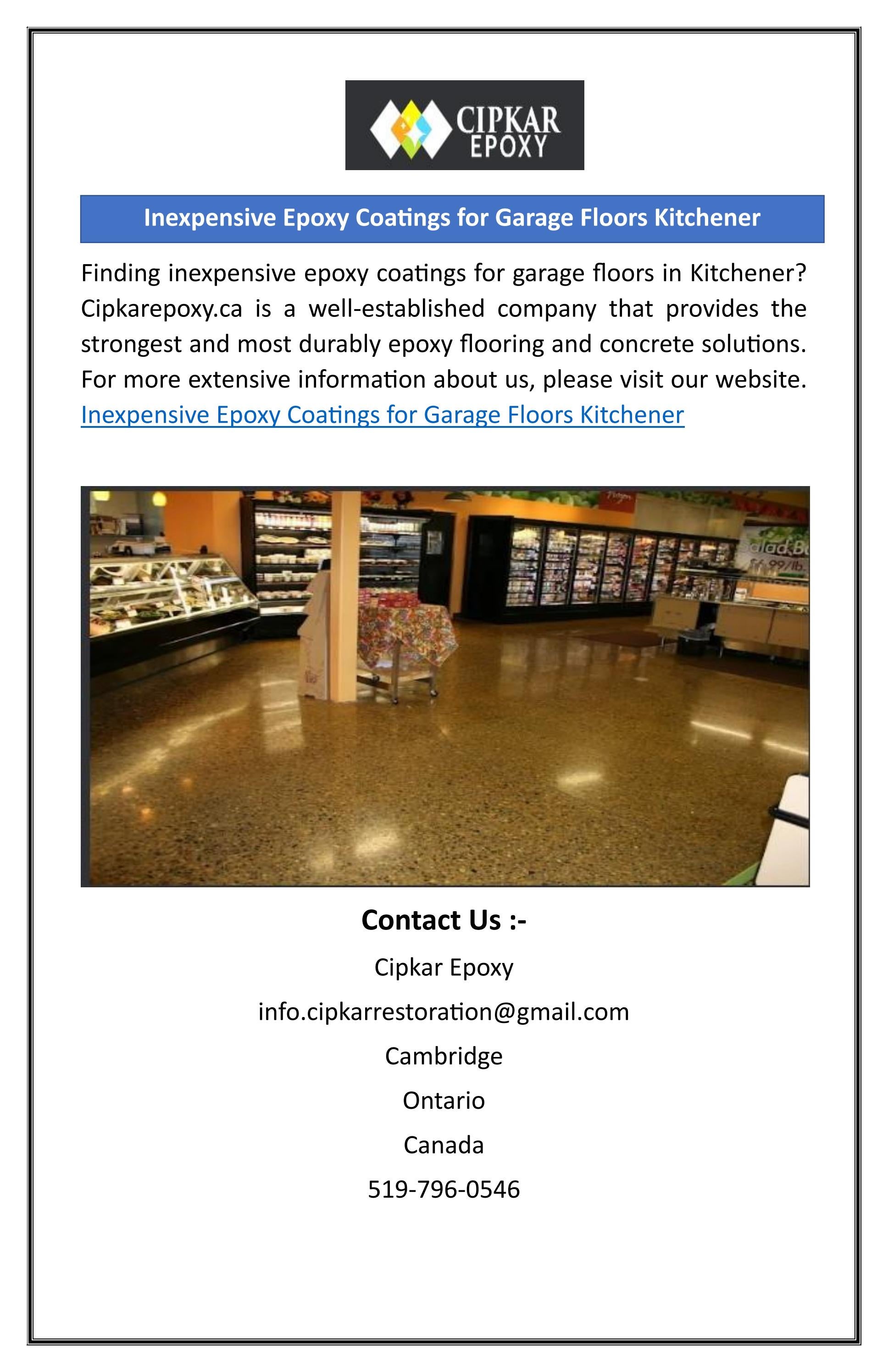 Inexpensive Epoxy Coatings For Garage Floors Kitchener Cipkarepoxy.ca