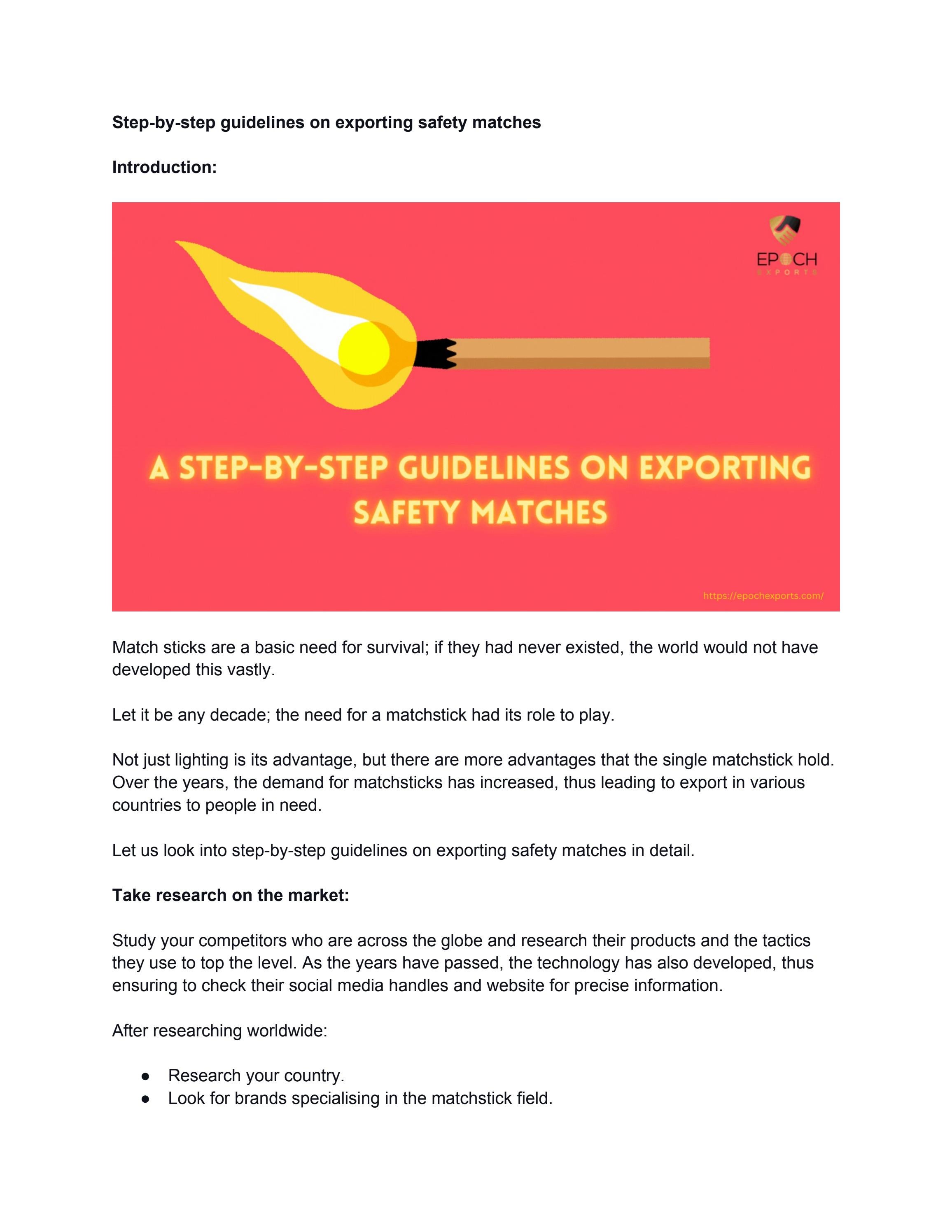 StepbyStep Guidelines on Exporting Safety Matches by epochexports Issuu