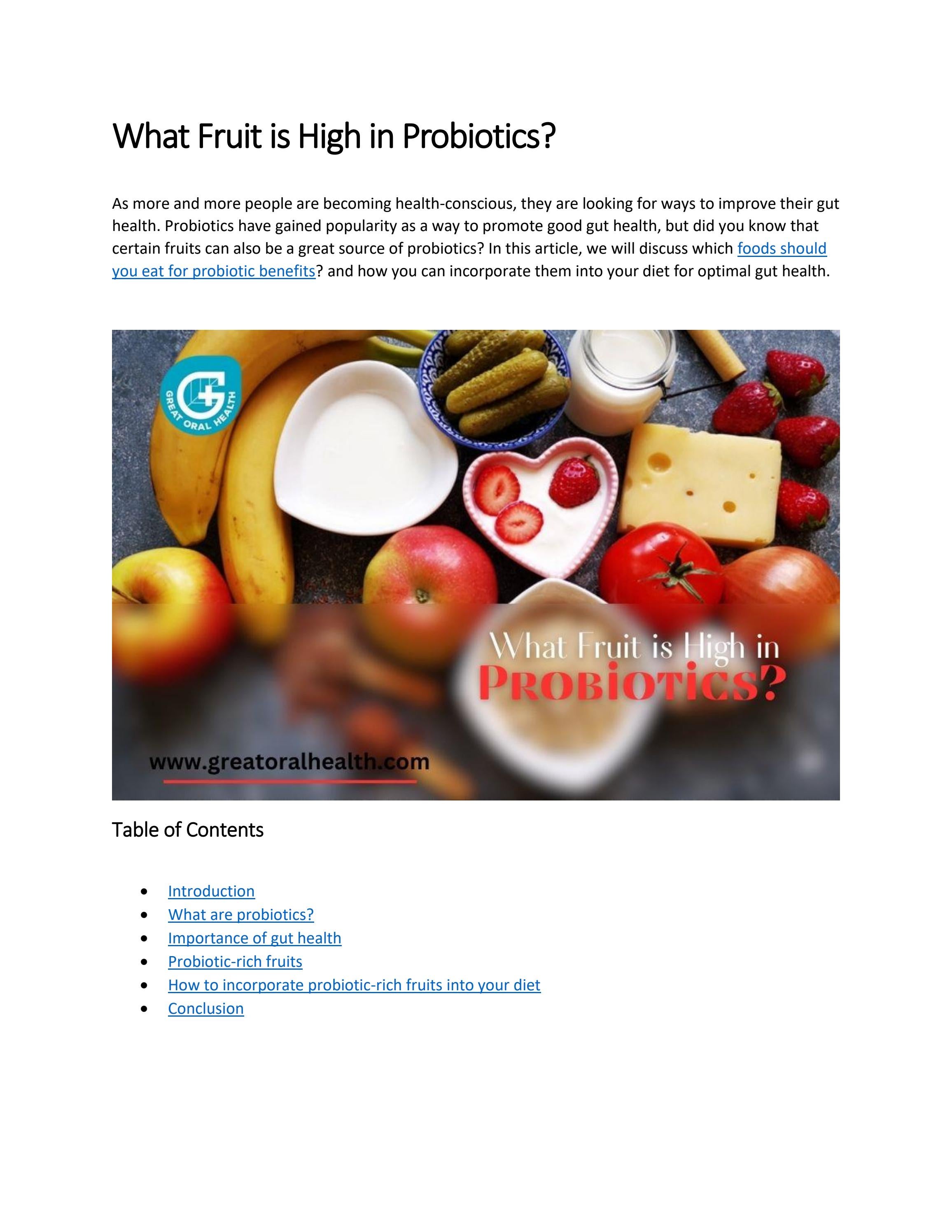 What Fruit is High in Probiotics by Great Oral Health Issuu