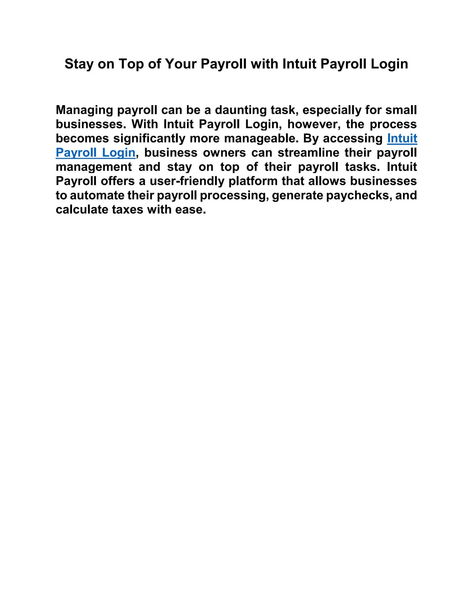 Intuit Payroll: Managing Employee Records