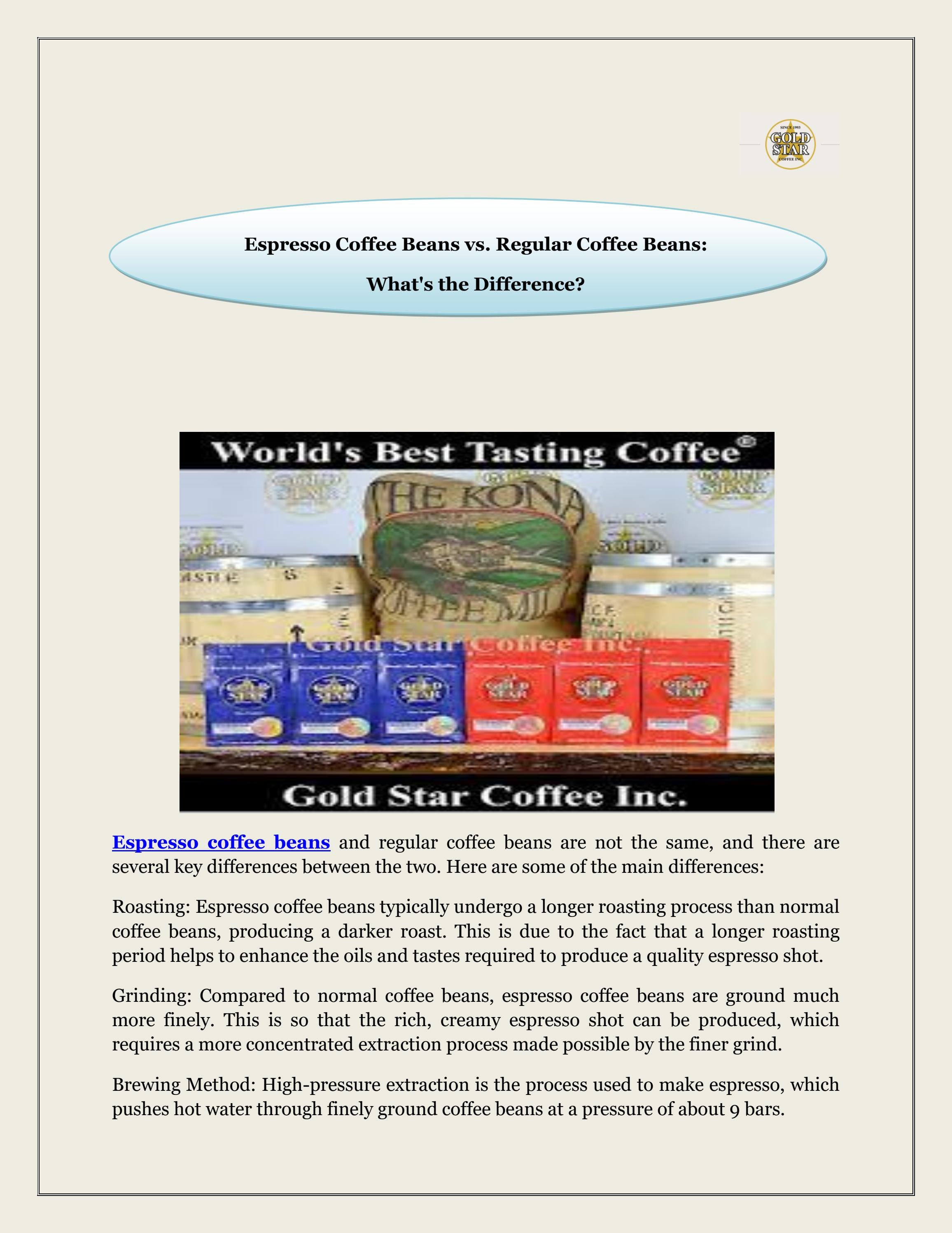 Espresso Coffee Beans vs. Regular Coffee Beans What's the Difference