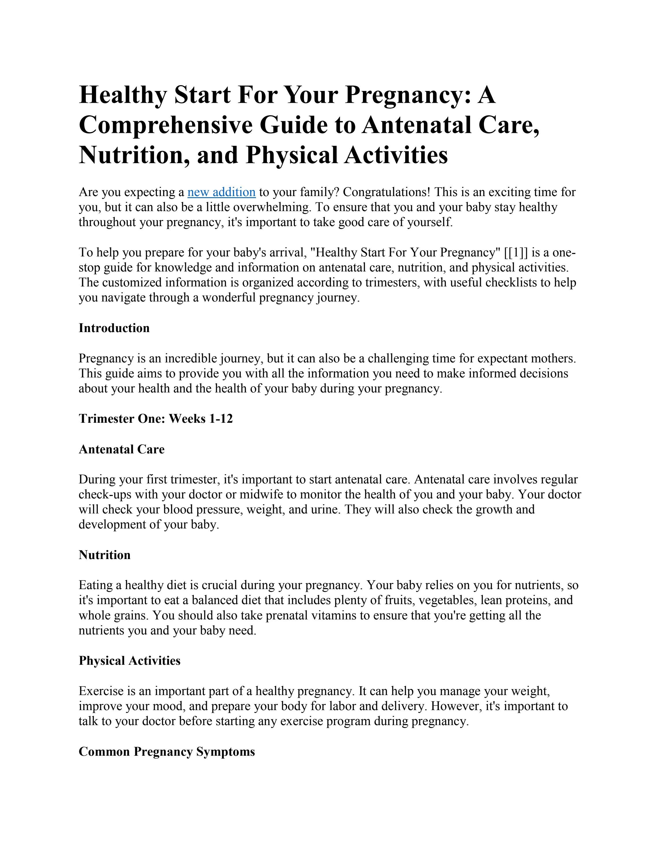 Healthy Start For Your Pregnancy: A Comprehensive Guide to Antenatal ...