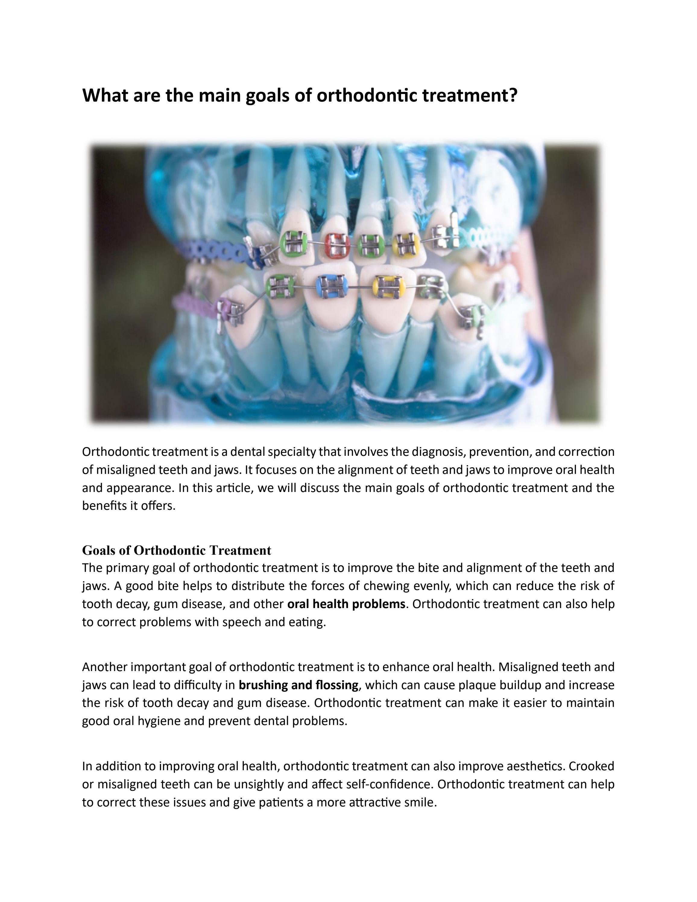 What are the main goals of orthodontic treatment? by Great Oral Health