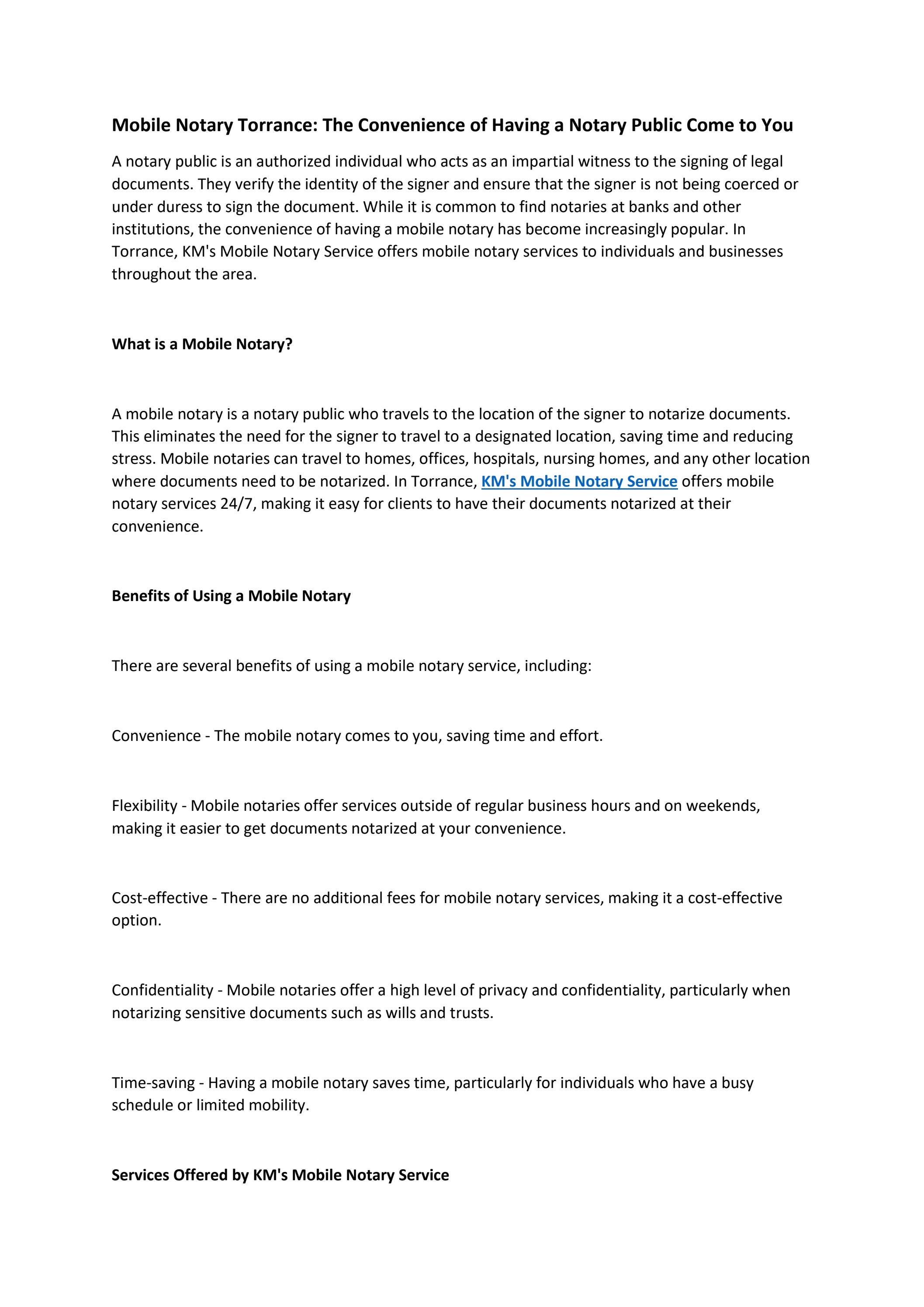 Mobile Notary Torrance The Convenience of Having a Notary Public Come