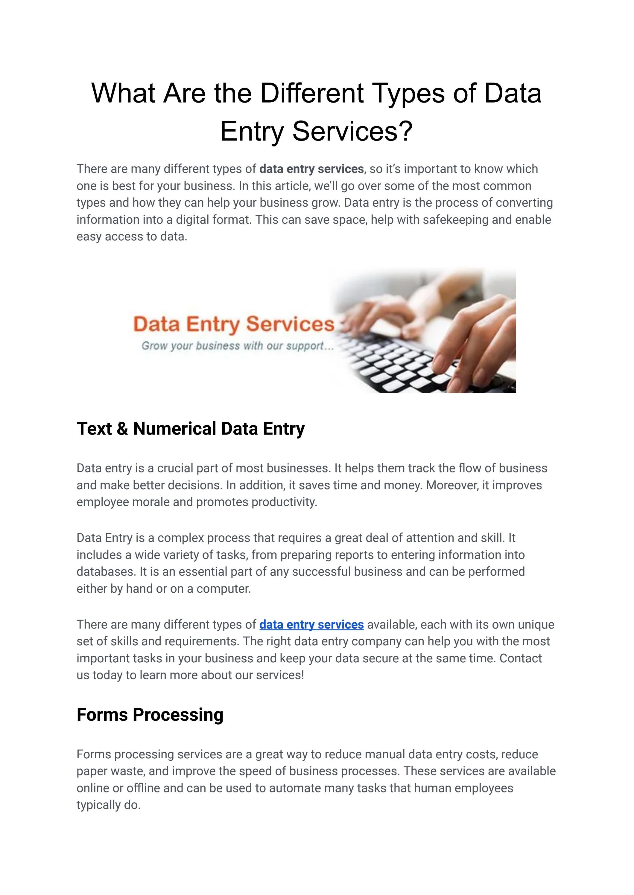 What Are the Different Types of Data Entry Services? by Zac Efron - Issuu