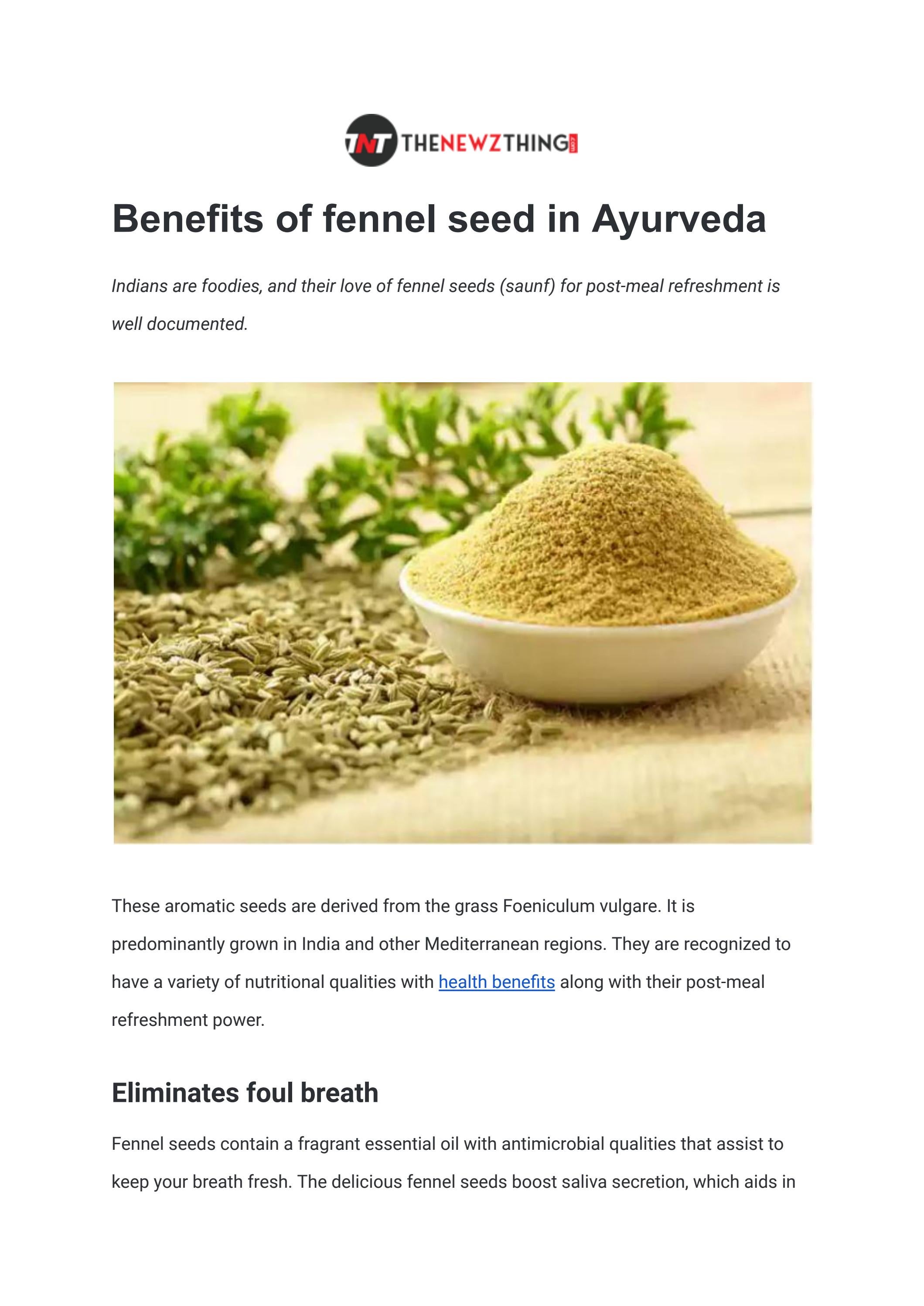 Benefits of fennel seed in Ayurveda by hellotravel01 Issuu