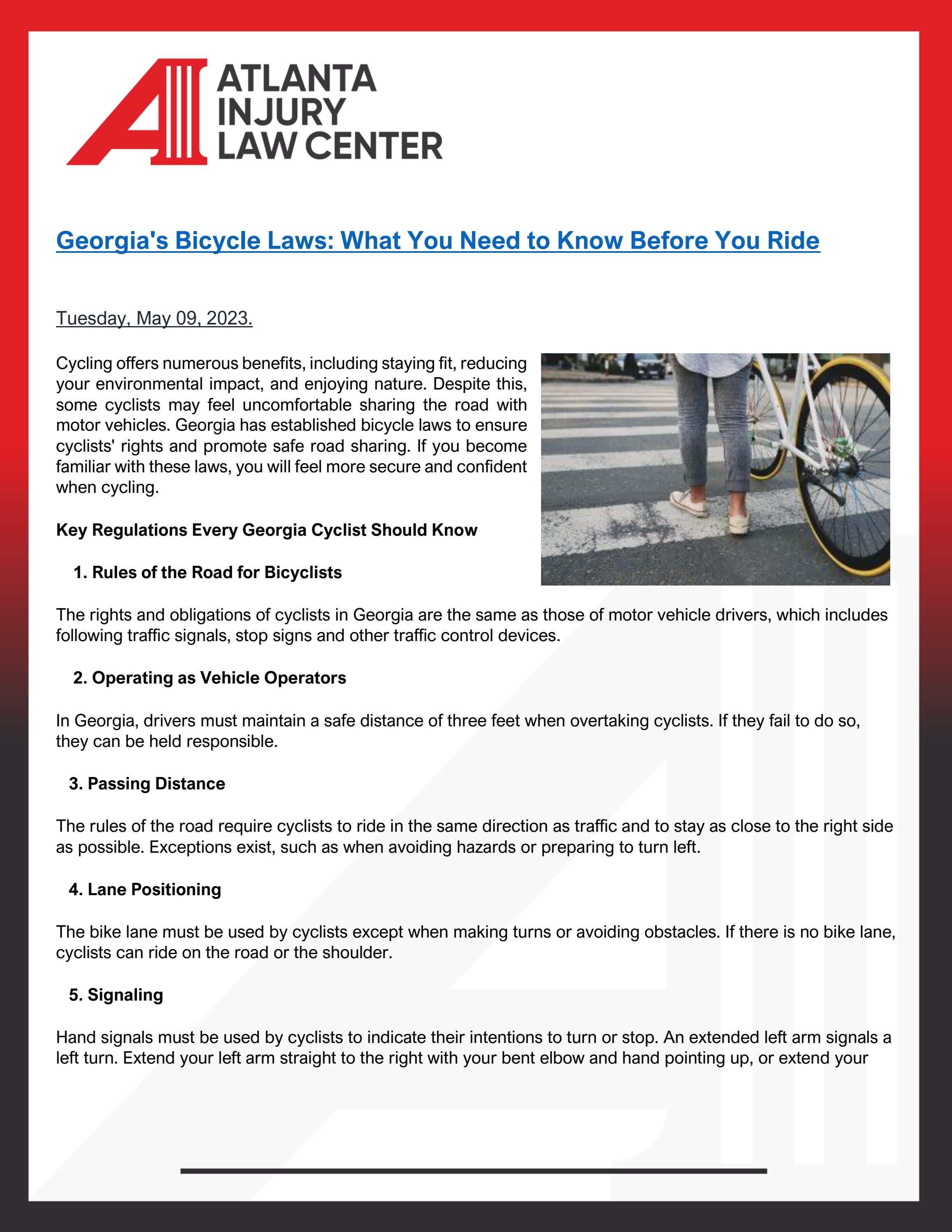 Bicycle Laws What You Need to Know Before You Ride by Atlanta