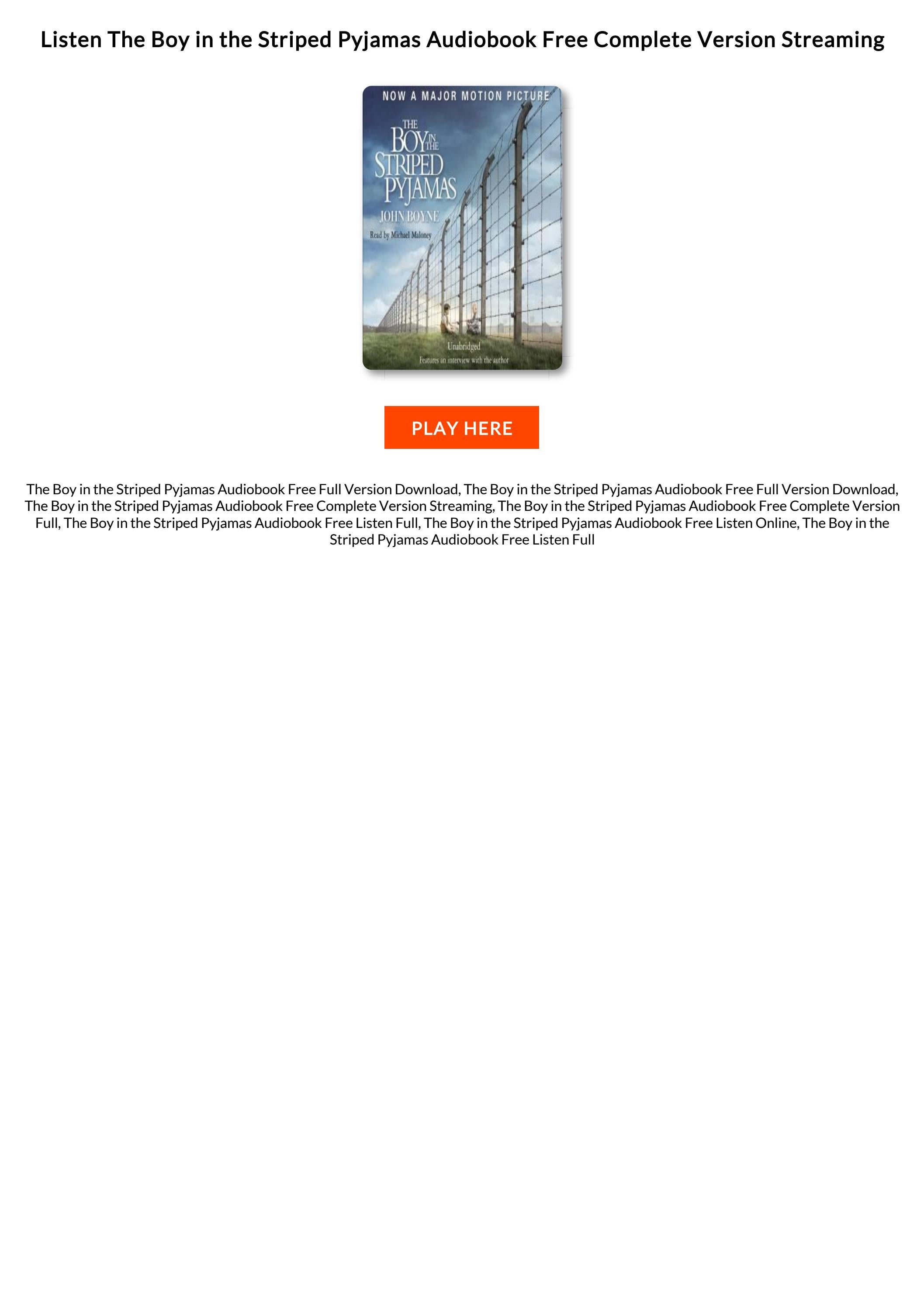 The Boy in the Striped Pyjamas Full Audiobook Free by SiskoJayce Issuu