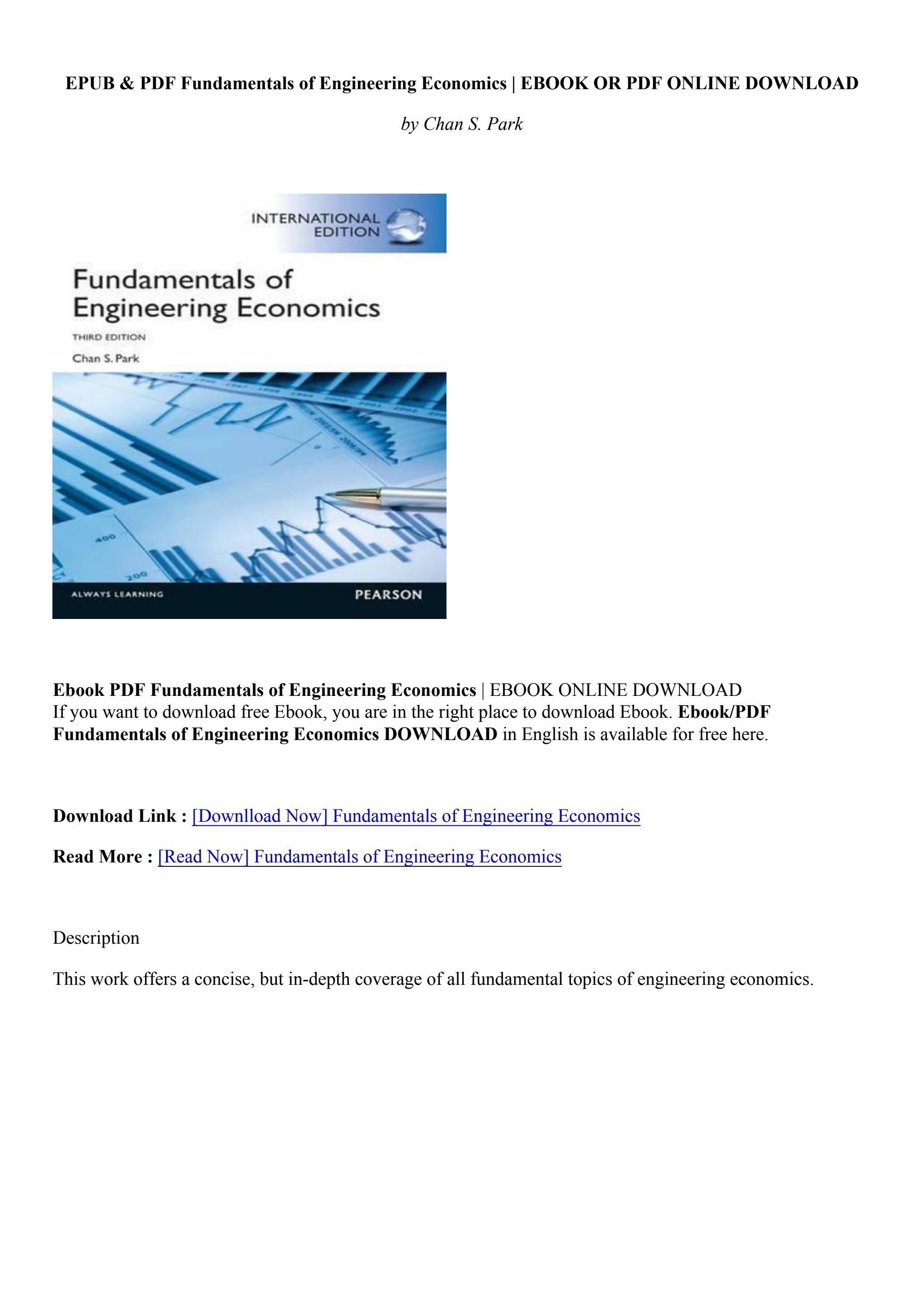 Fundamentals Of Engineering Economics Chan S. Park
