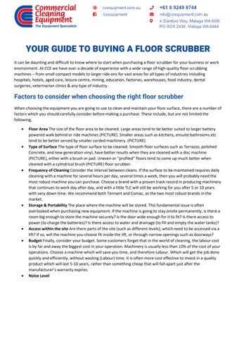 Your Guide To Buying A Floor Scrubber by Commercial Cleaning Equipment ...