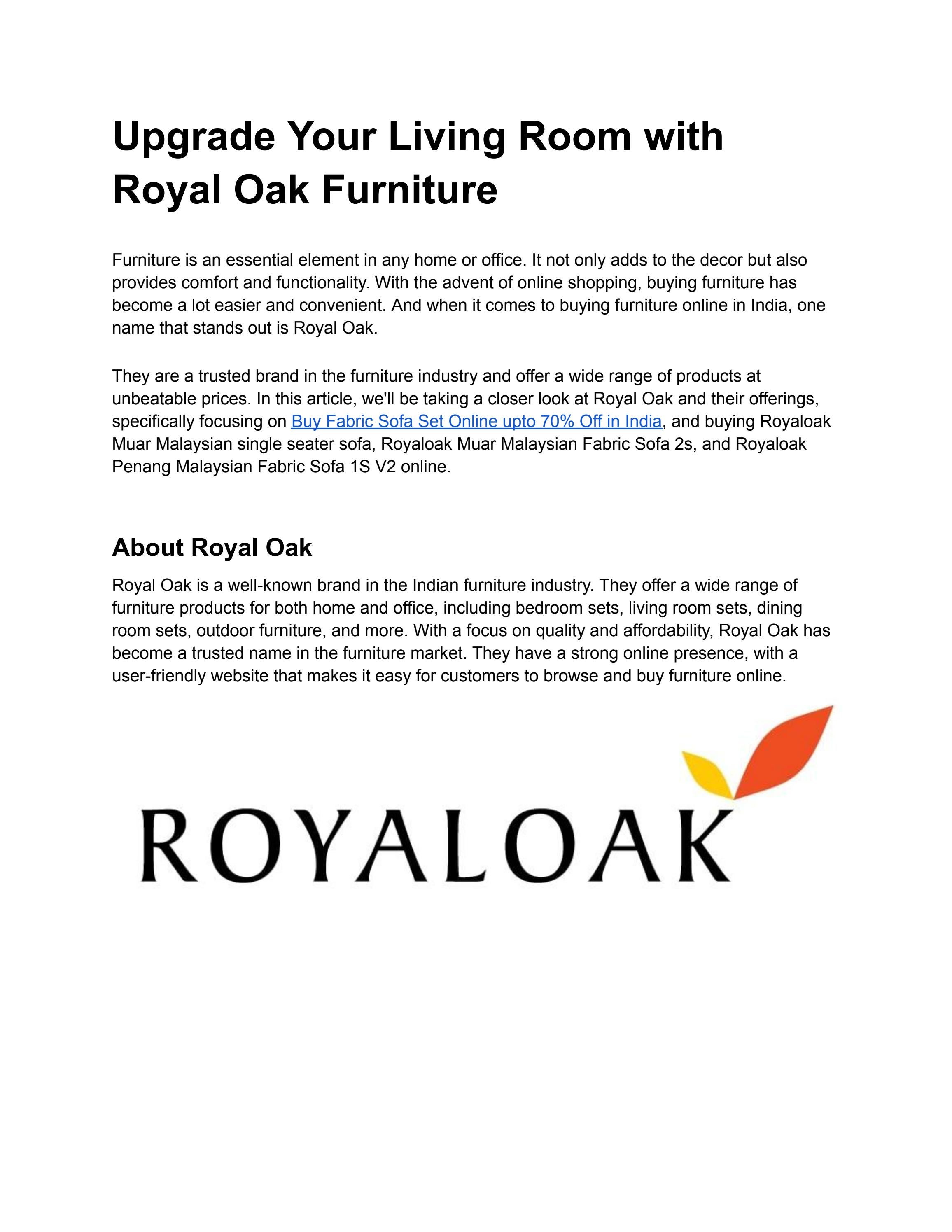 Royal Oak Furniture Online in India at Best Price Shop Now and Save Up