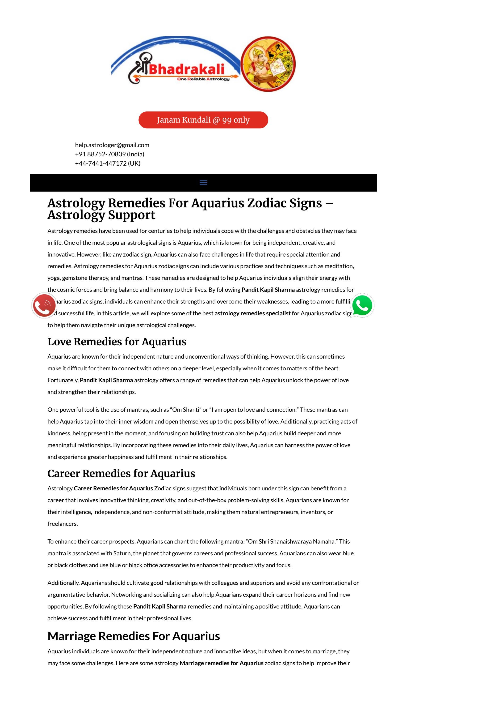 Astrology Remedies For Aquarius Zodiac Signs by Pandit kapil Sharma Issuu