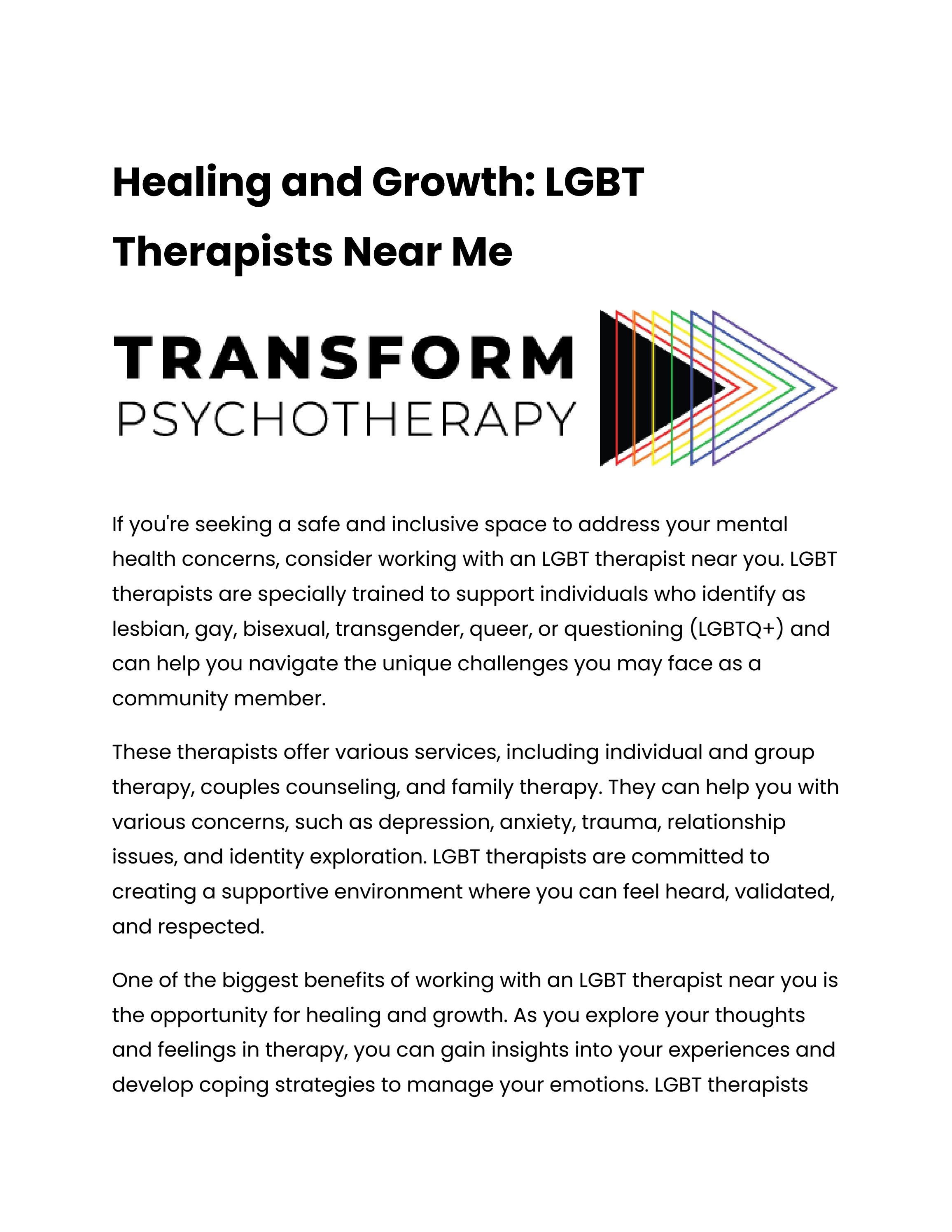 Healing and Growth LGBT Therapists Near Me by trnsfrmpsychthrpy Issuu