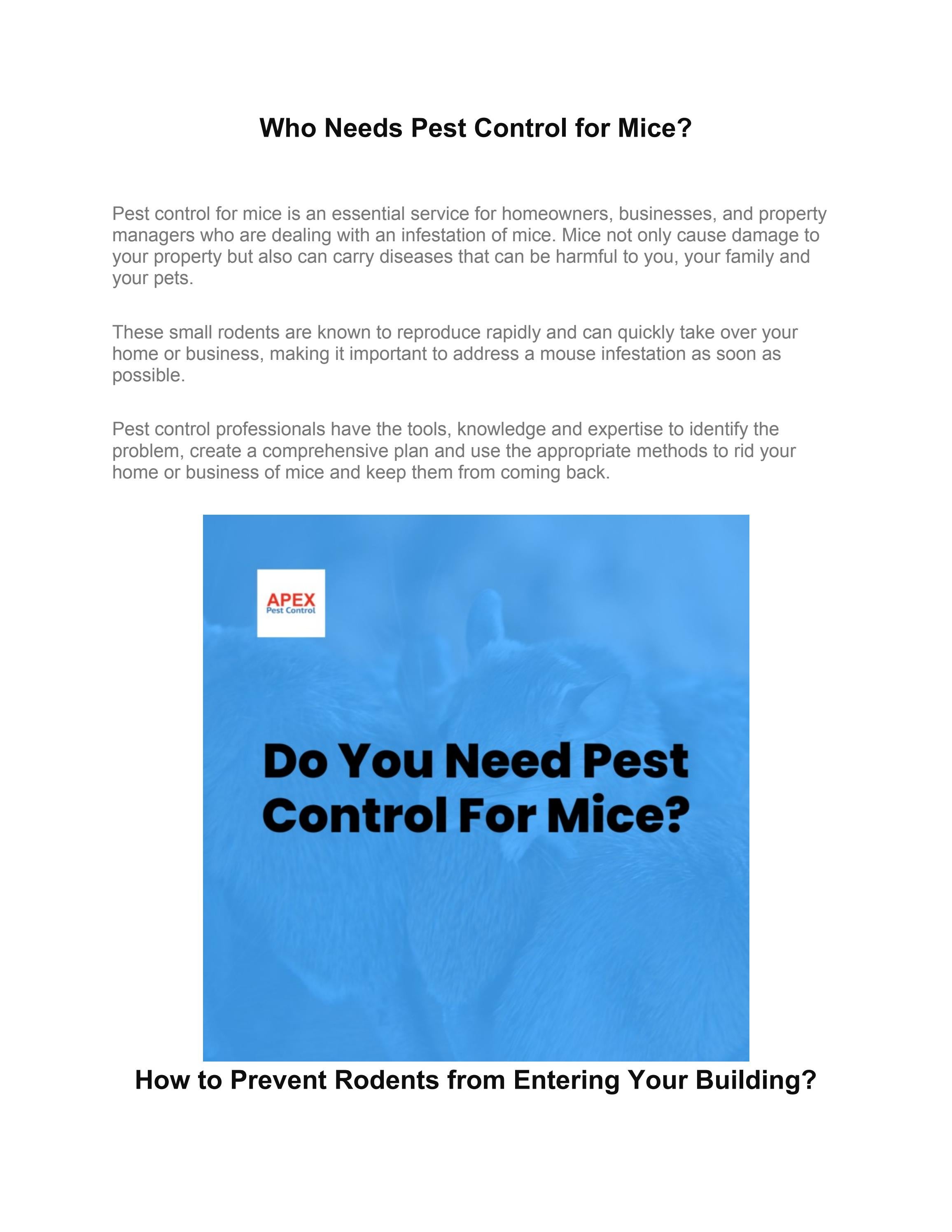Do You Need Pest Control For Mice? by Apex Pest Control Issuu