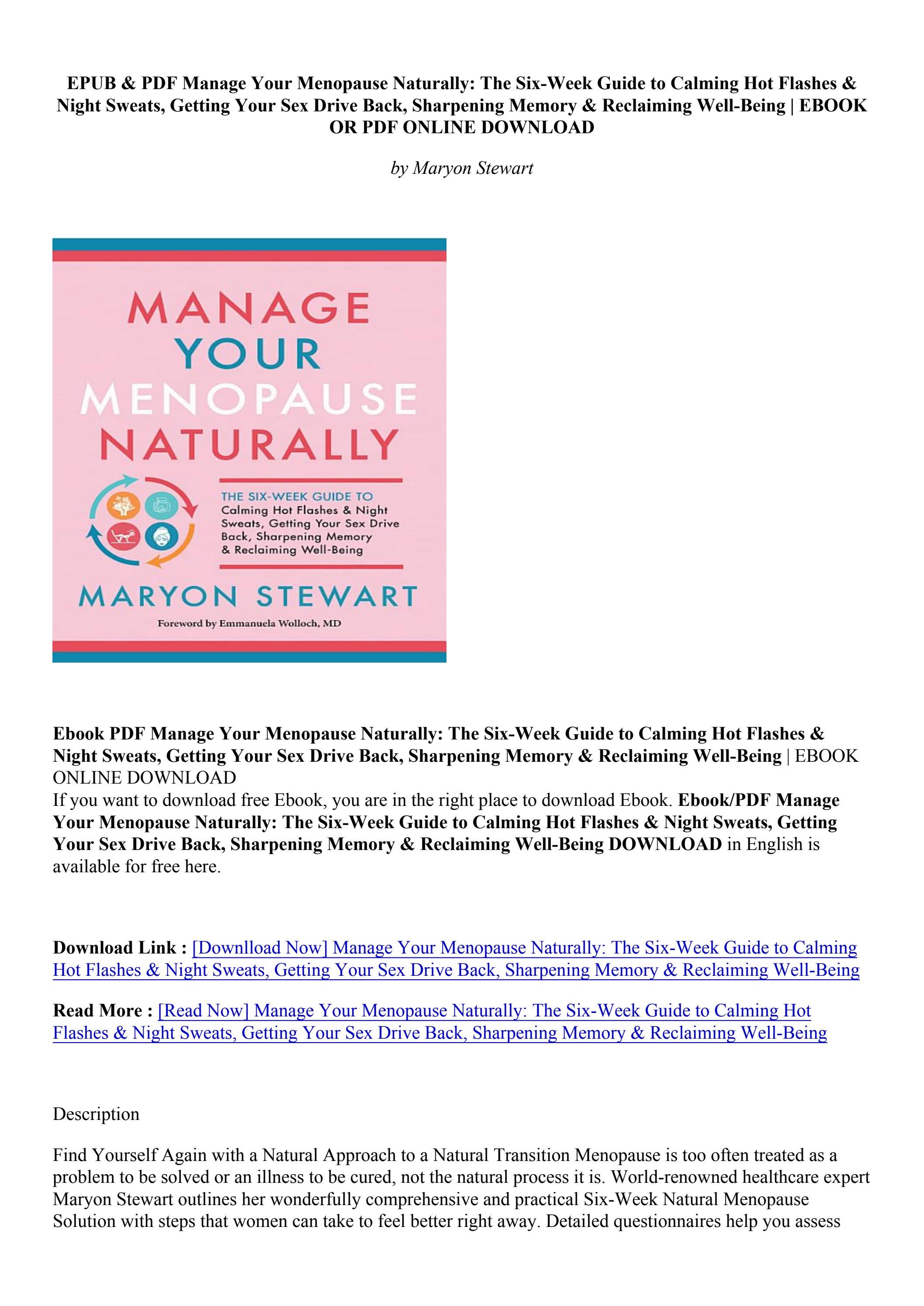 (PDF) Manage Your Menopause Naturally The SixWeek Guide to Calming Hot Flashes & Night Sweats
