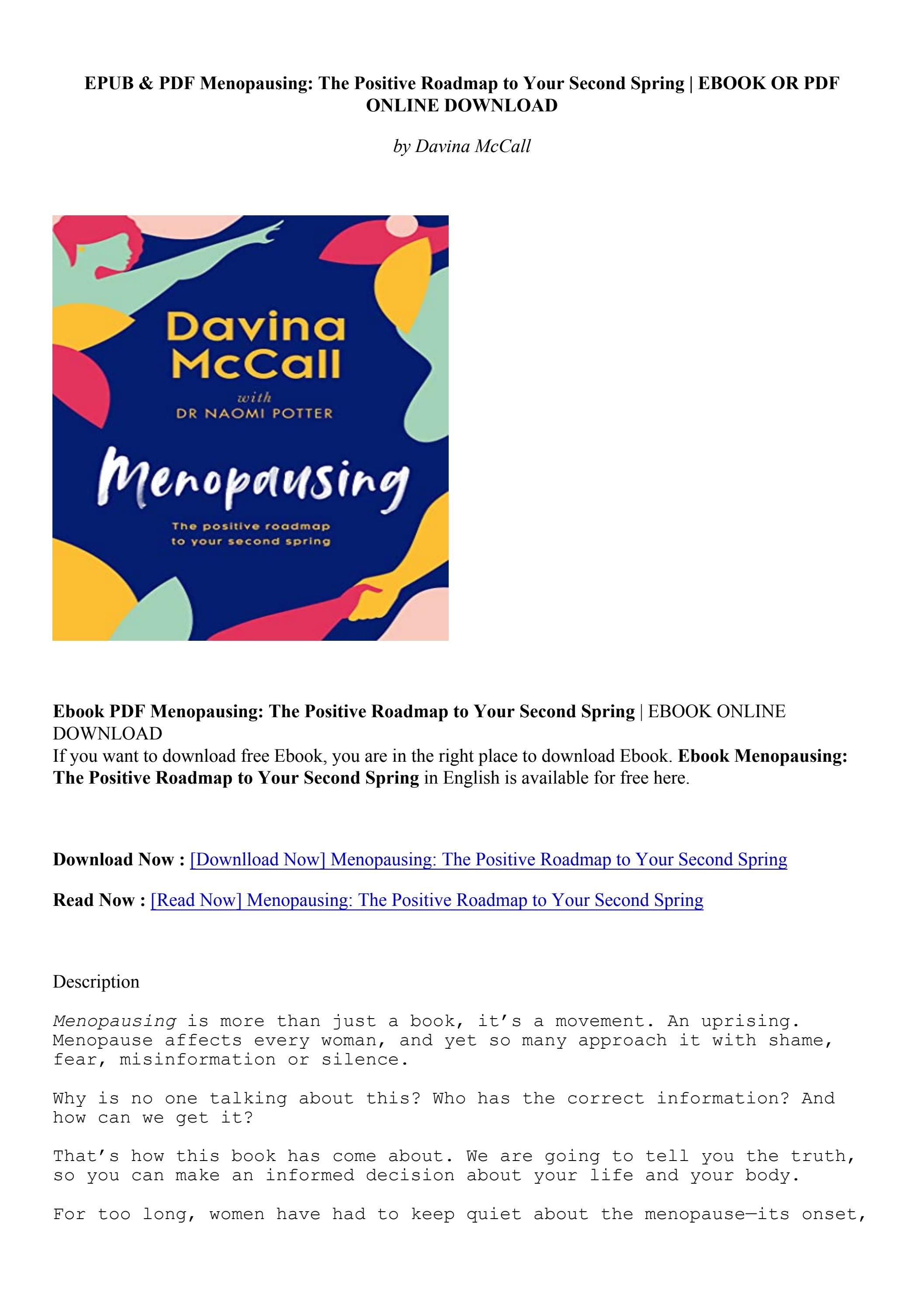 Download Menopausing The Positive Roadmap to Your Second Spring