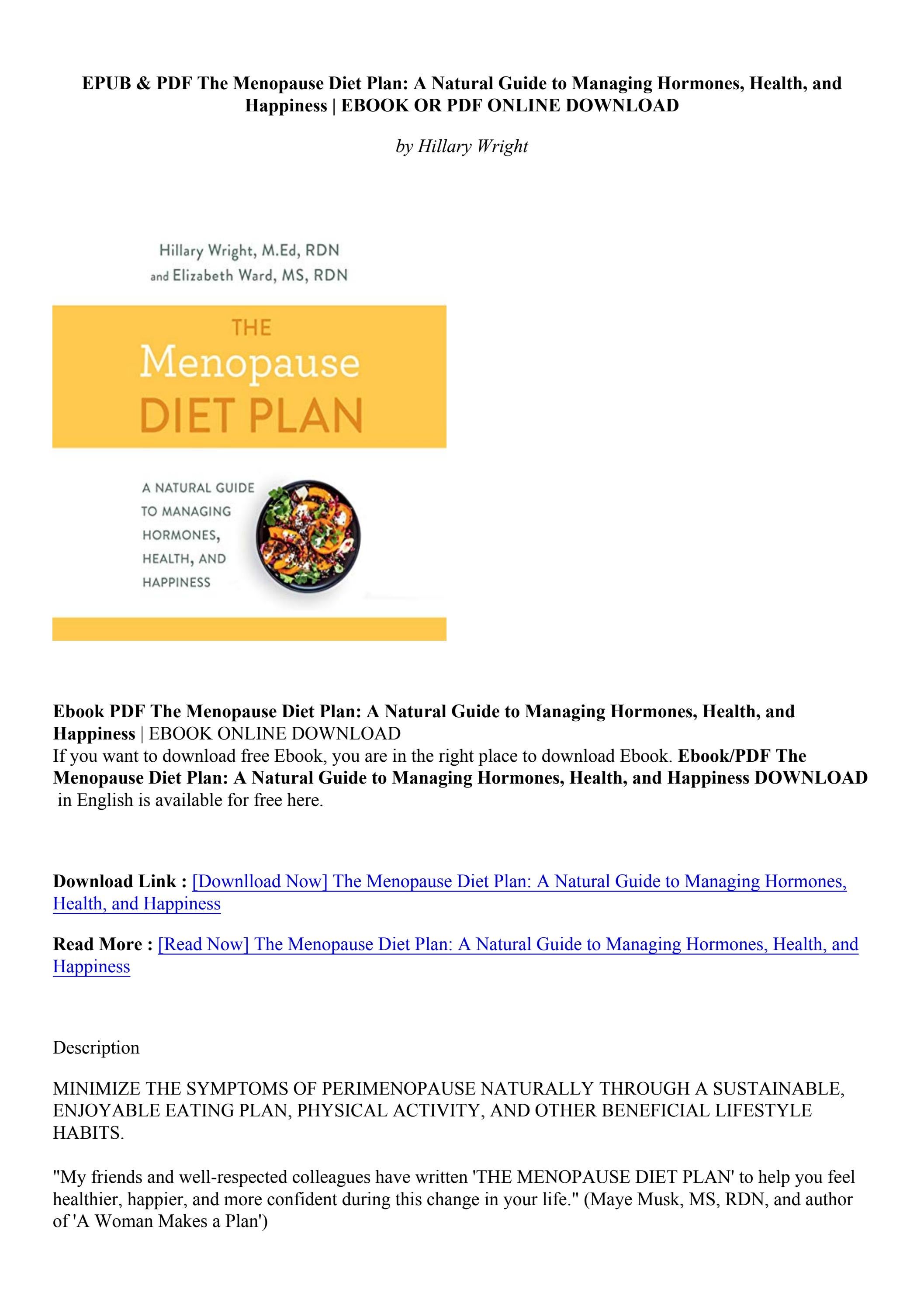 [PDF/ePub] The Menopause Diet Plan A Natural Guide to Managing
