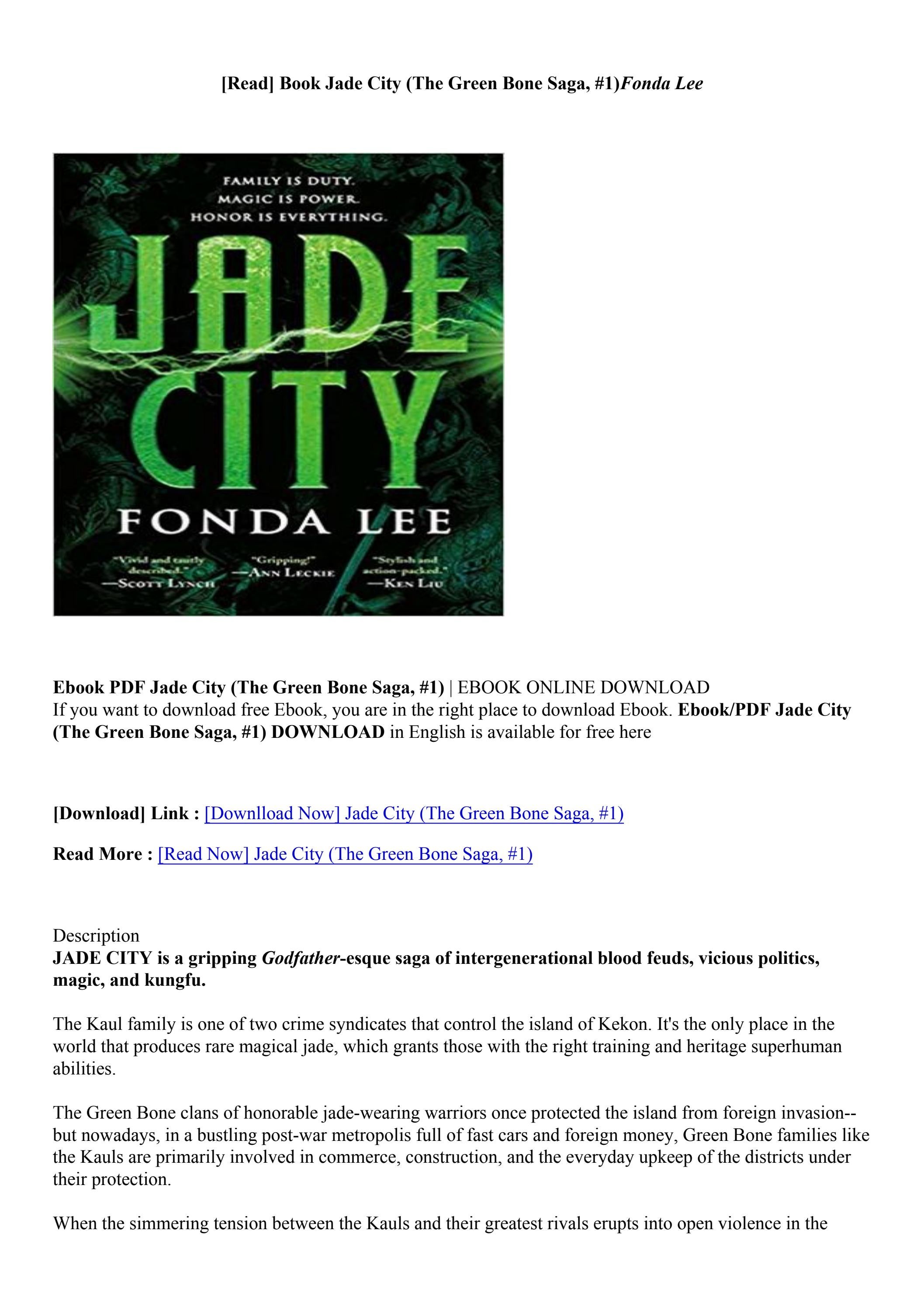 (Download PDF/Epub) Jade City (The Green Bone Saga, 1) Fonda Lee by