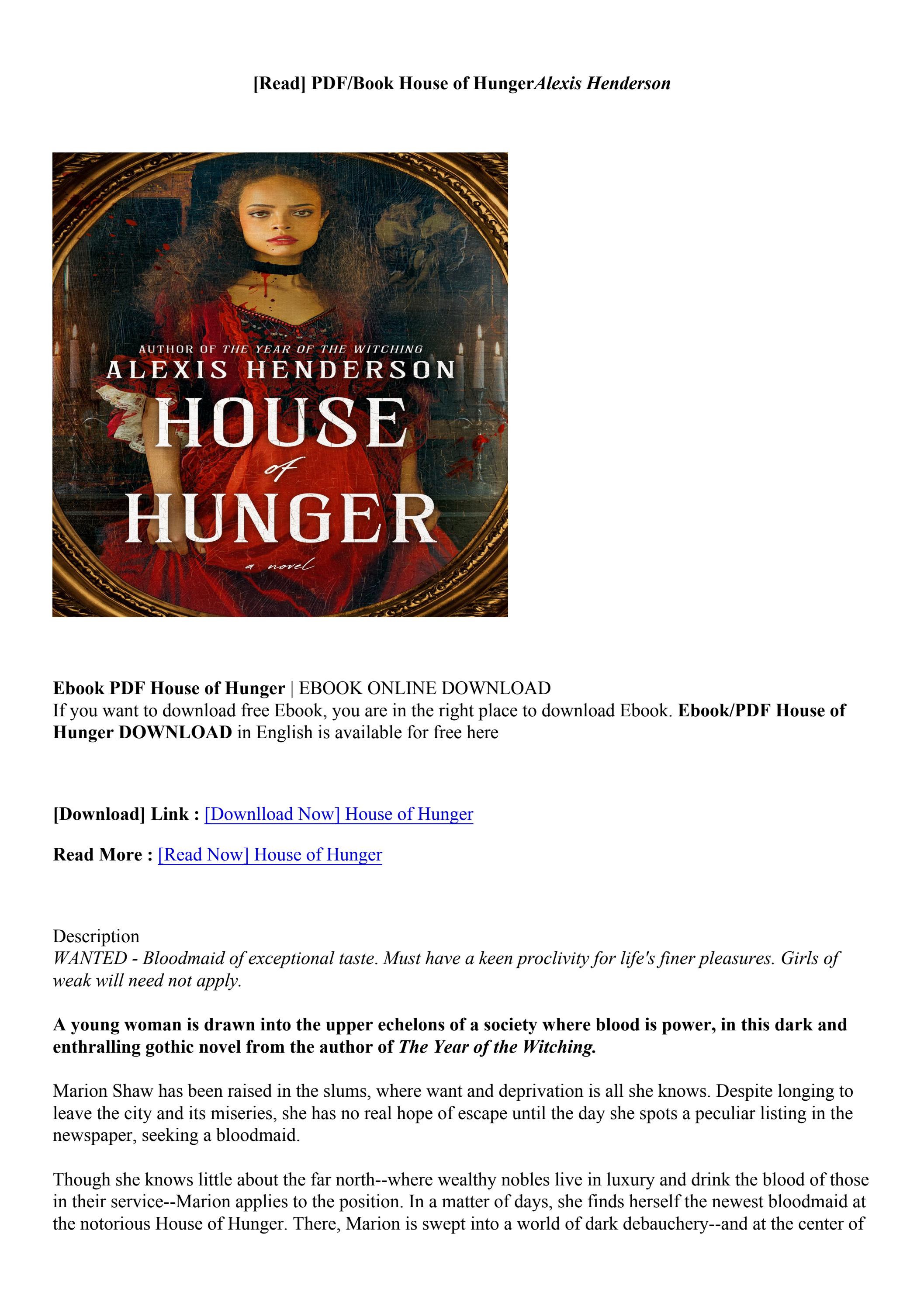 PDF/ePub House of Hunger Alexis Henderson by brockmacker Issuu