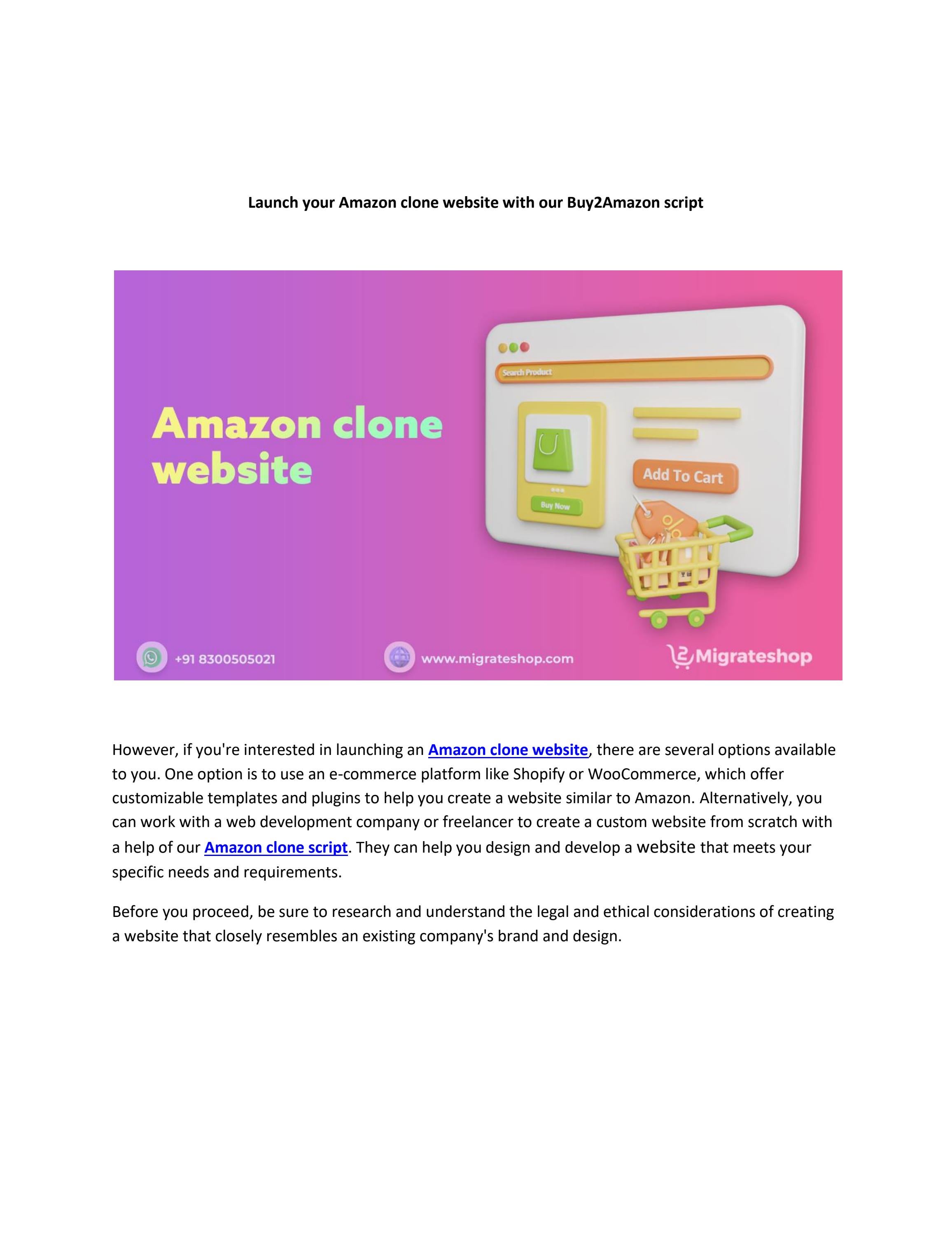 Launch your Amazon clone website with our Buy2Amazon script by sarah ...