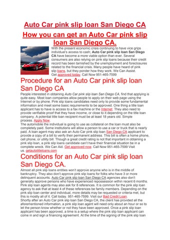 Get Auto Title Loans San Diego CA | 951-465-7599 by saniegoatl - Issuu