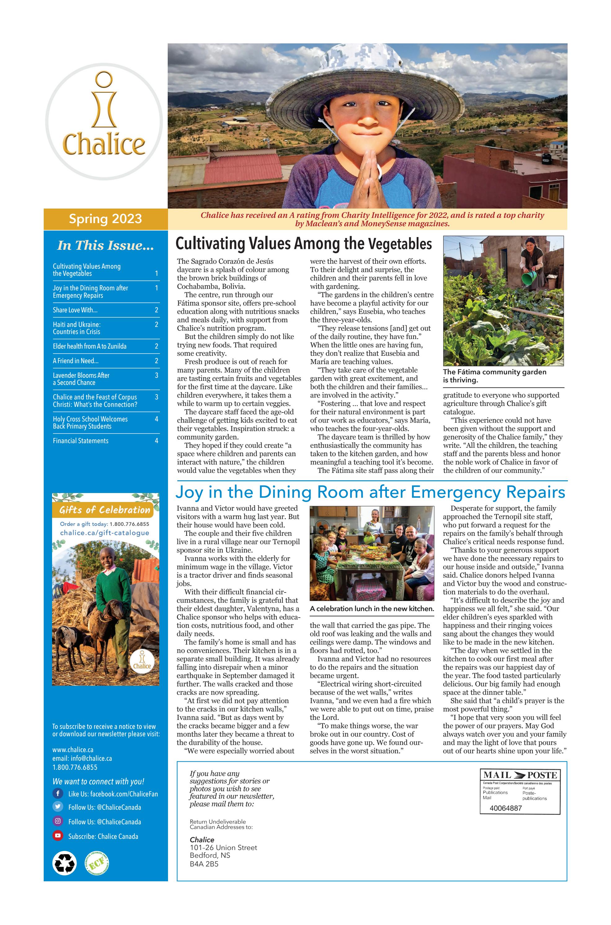 Spring Newsletter 2023 Chalice by Chalice Canada Issuu