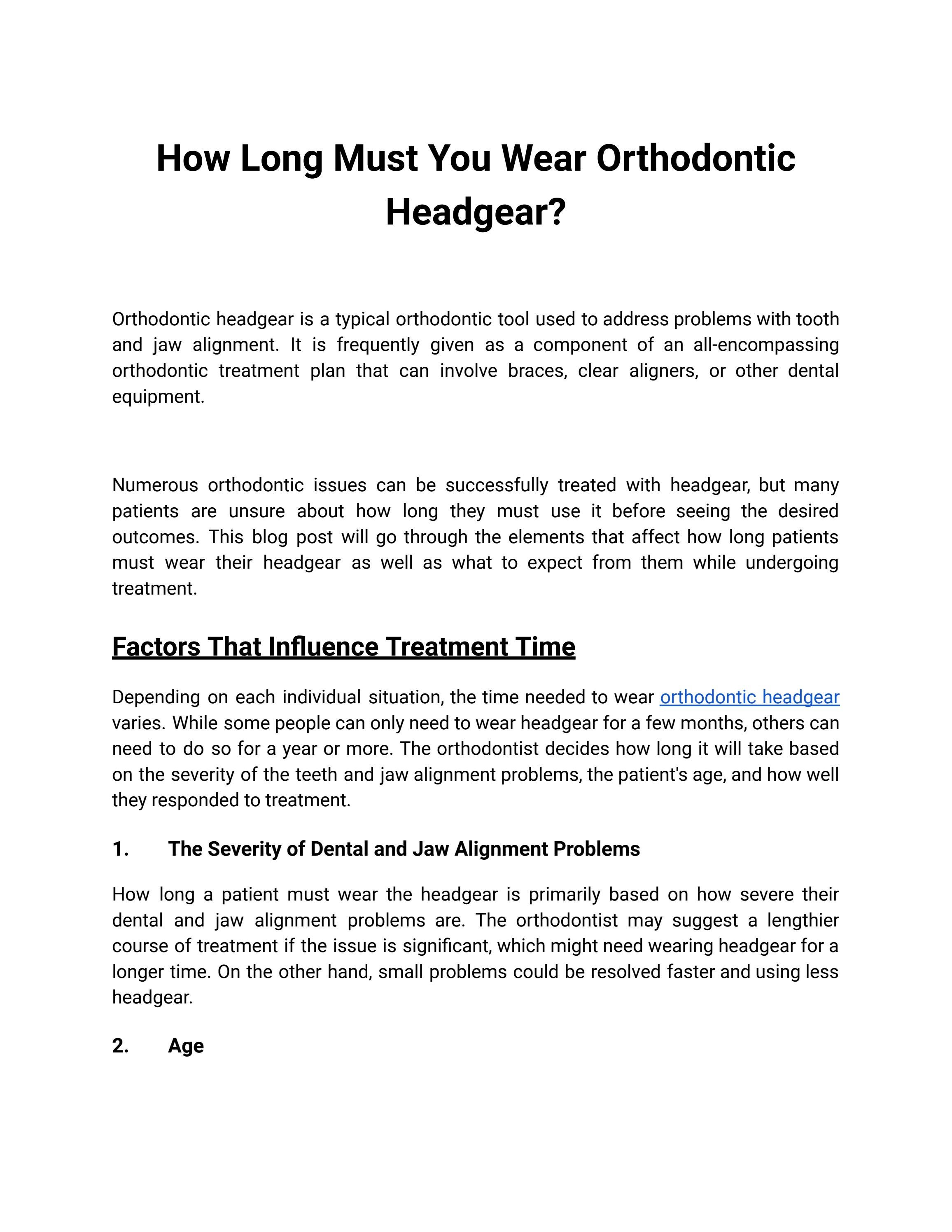How Long Must You Wear Orthodontic Headgear? by College Street Dental